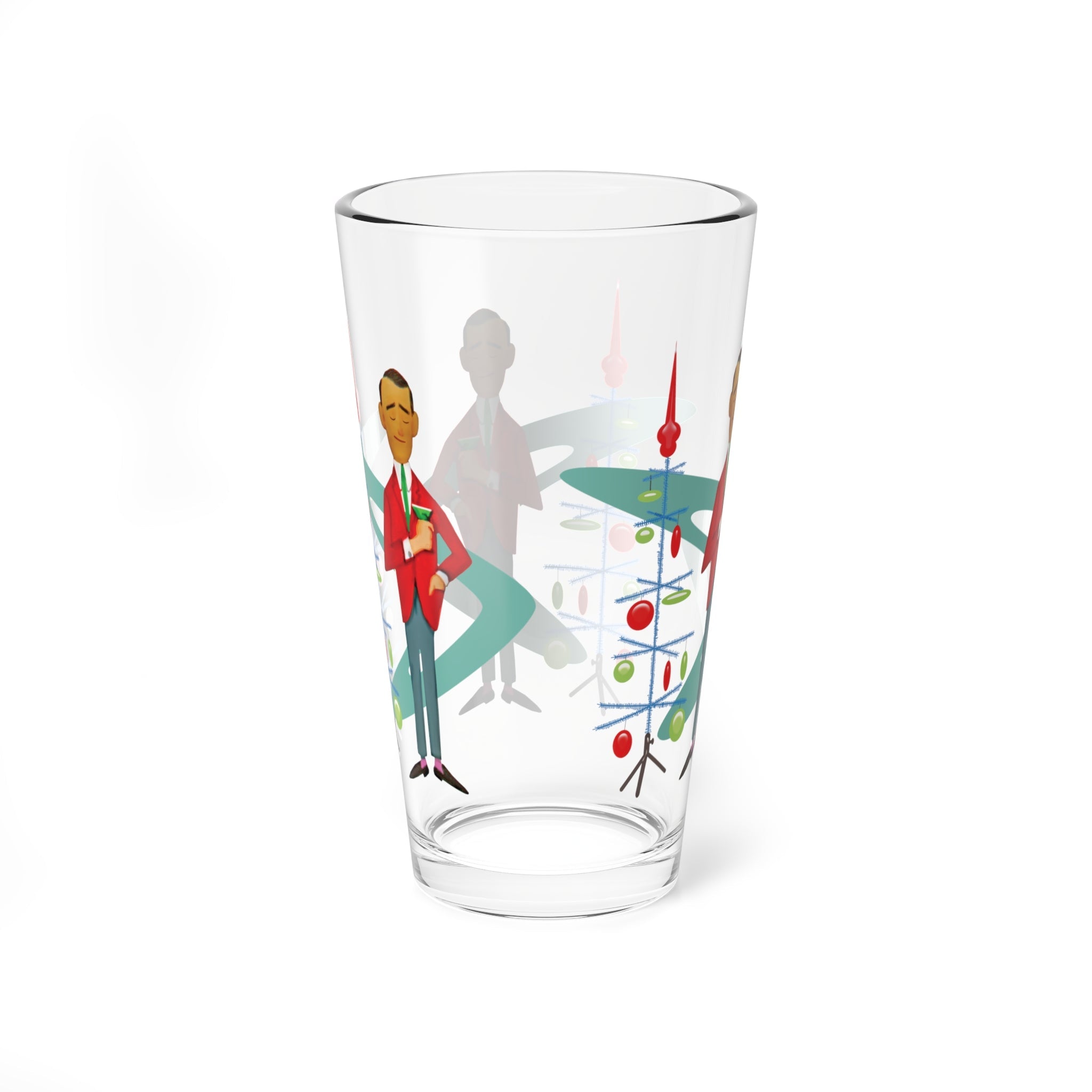 Kate McEnroe New York Retro Vintage 1950s Kitsch Christmas Card Art Pint Glass, MCM Holiday Party Barware, Mid Century Modern Atomic Starburst Cocktail ShakerPint Glasses23100141581726664298