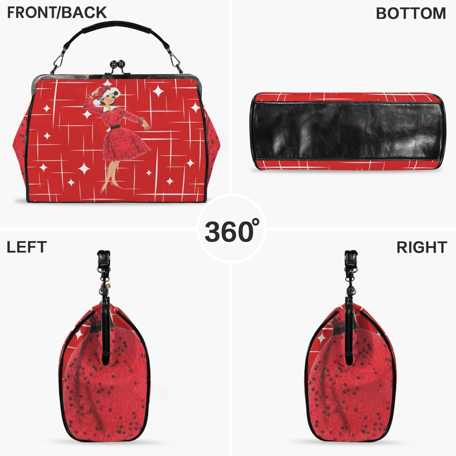 Kate McEnroe New York Retro Vintage 1950s MCM Christmas Kiss Lock Crossbody BagCrossbody BagsD3233921