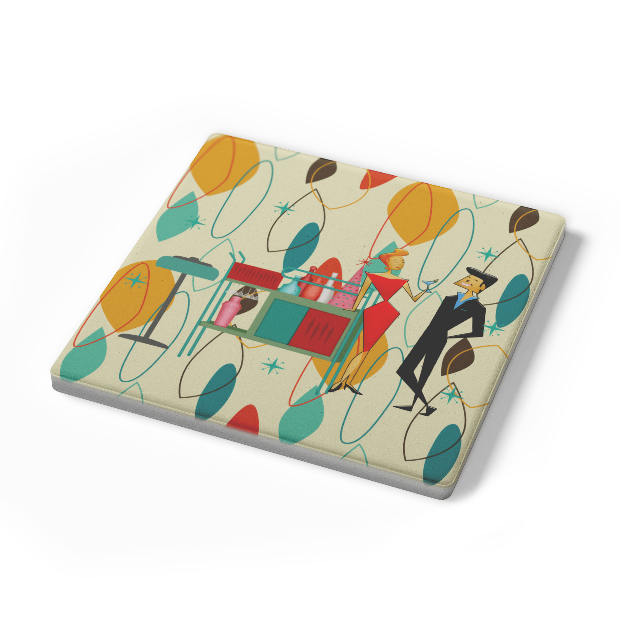 Kate McEnroe New York Retro Vintage 50s Cocktail Coasters, Mid Century Modern Kitsch BarwareCoasters7021