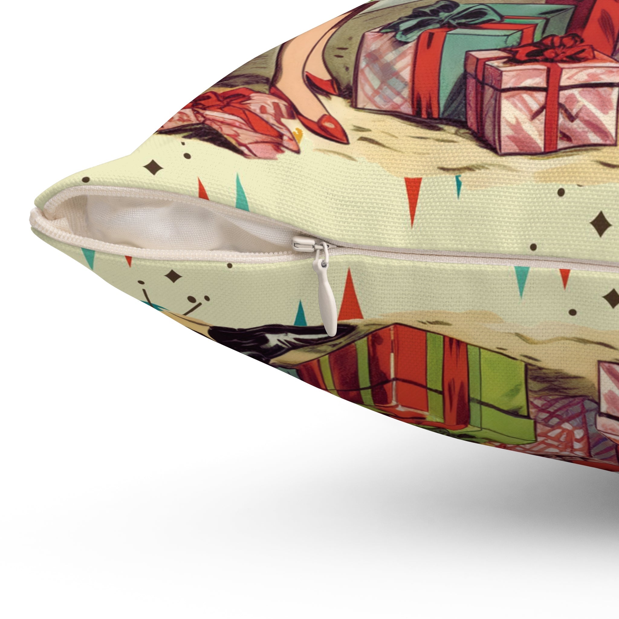 Kate McEnroe New York Retro Vintage 50s Franciscan Diamond Starburst Holiday Throw Pillow, Kitsch Christmas Scene CushionThrow Pillows66080593629792249268