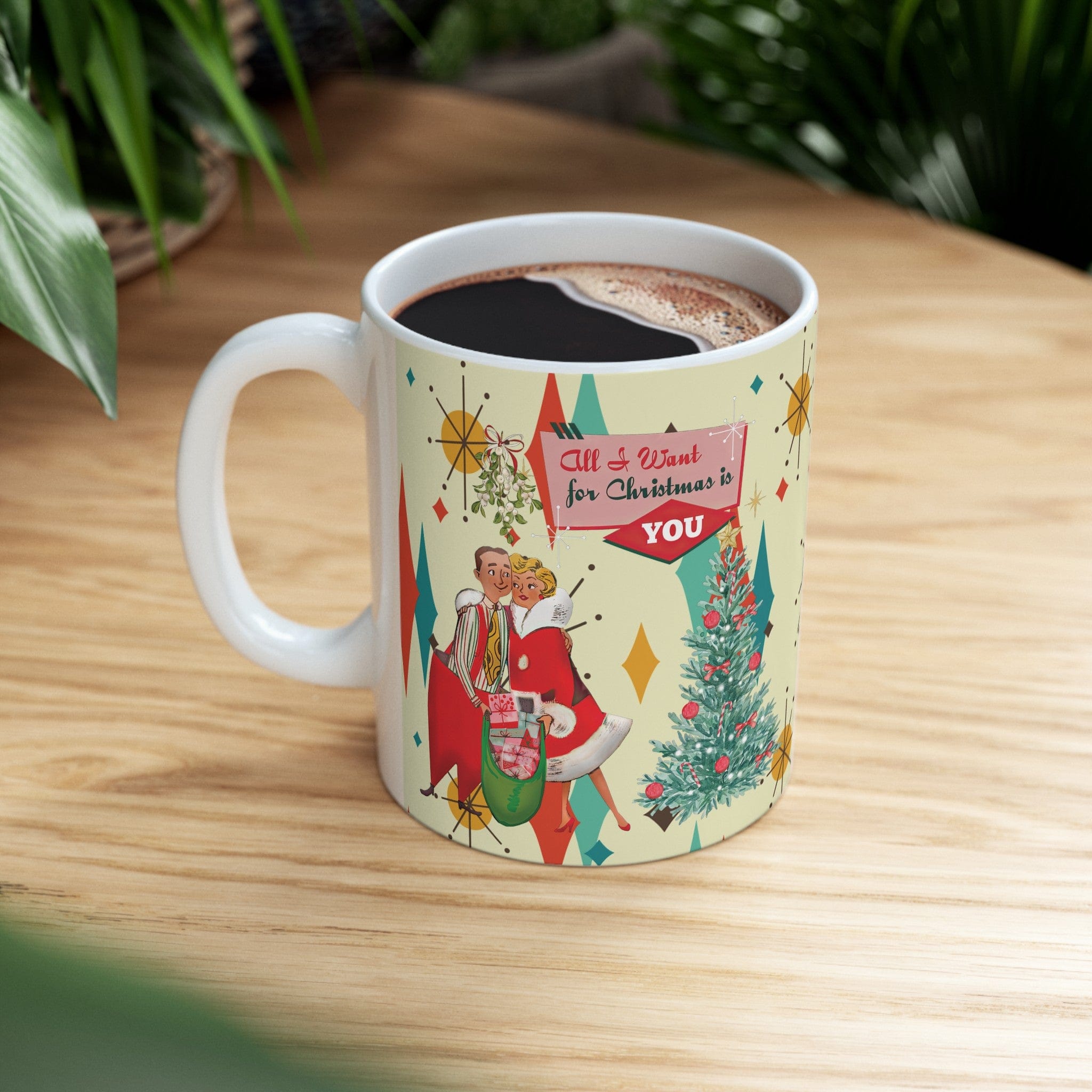 Kate McEnroe New York Retro Vintage 50s Franciscan Diamond Starburst Kitsch Christmas Card Art Coffee MugMugs18967400447637218484