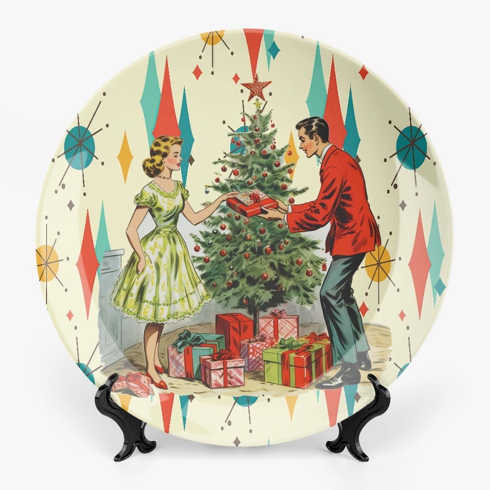 Kate McEnroe New York Retro Vintage 50s Franciscan Diamond Starburst Kitsch Christmas Card Art Decorative Wall PlateDecorative Platesn3pcbbf8_001