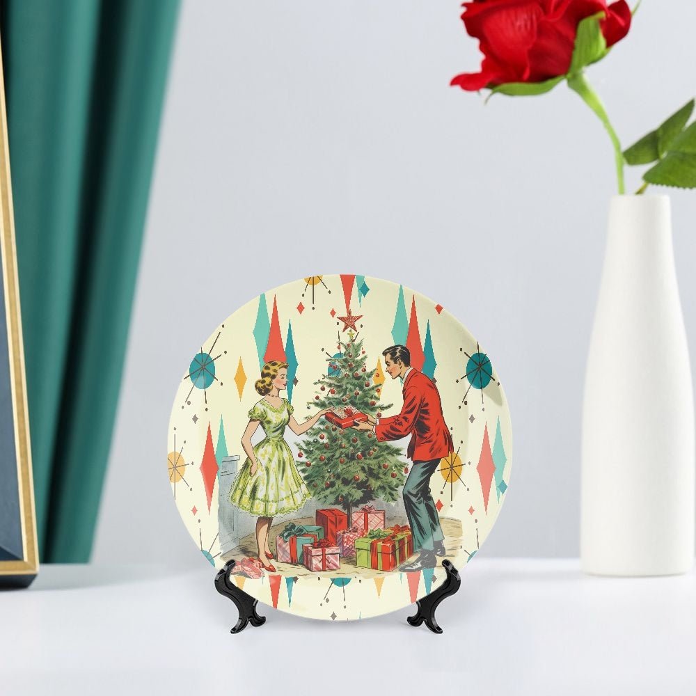 Kate McEnroe New York Retro Vintage 50s Franciscan Diamond Starburst Kitsch Christmas Card Art Decorative Wall PlateDecorative Platesn3pcbbf8_001