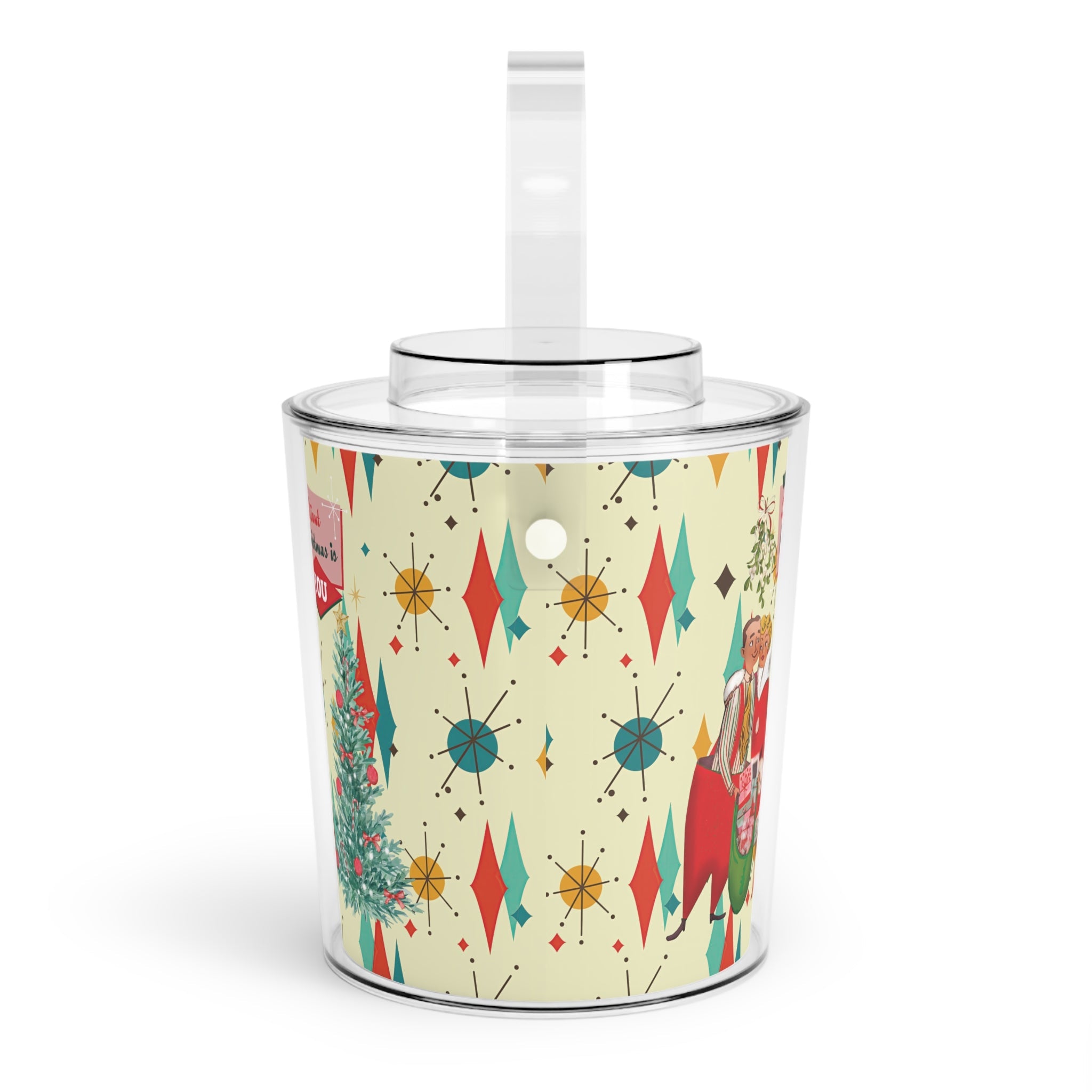Kate McEnroe New York Retro Vintage 50s Franciscan Diamond Starburst Kitsch Christmas Card Art Ice Bucket with TongsIce Buckets33613421548472503797
