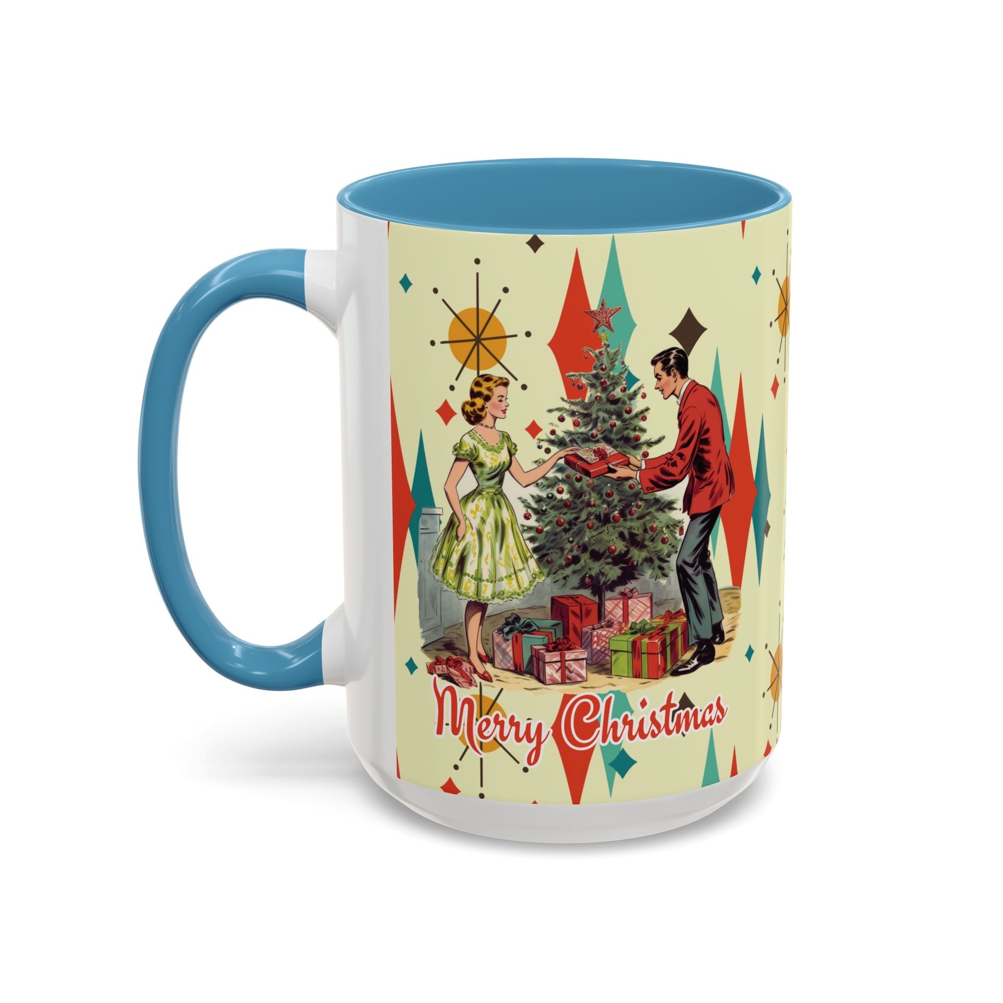 Kate McEnroe New York Retro Vintage 50s Franciscan Diamond Starburst Kitsch Christmas Card Art MugMugs17037282747811232206