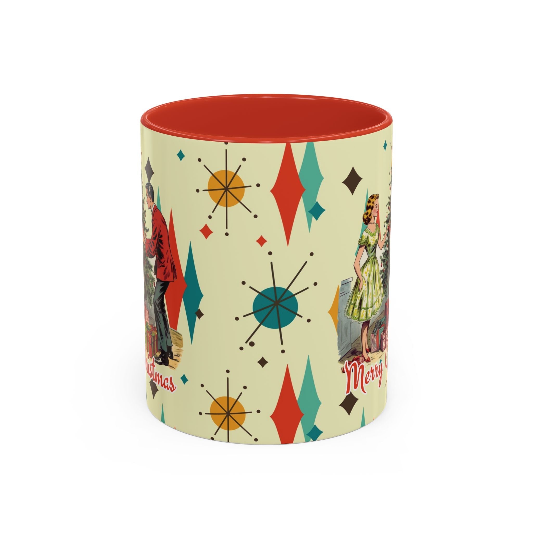 Kate McEnroe New York Retro Vintage 50s Franciscan Diamond Starburst Kitsch Christmas Card Art MugMugs17037282747811232206