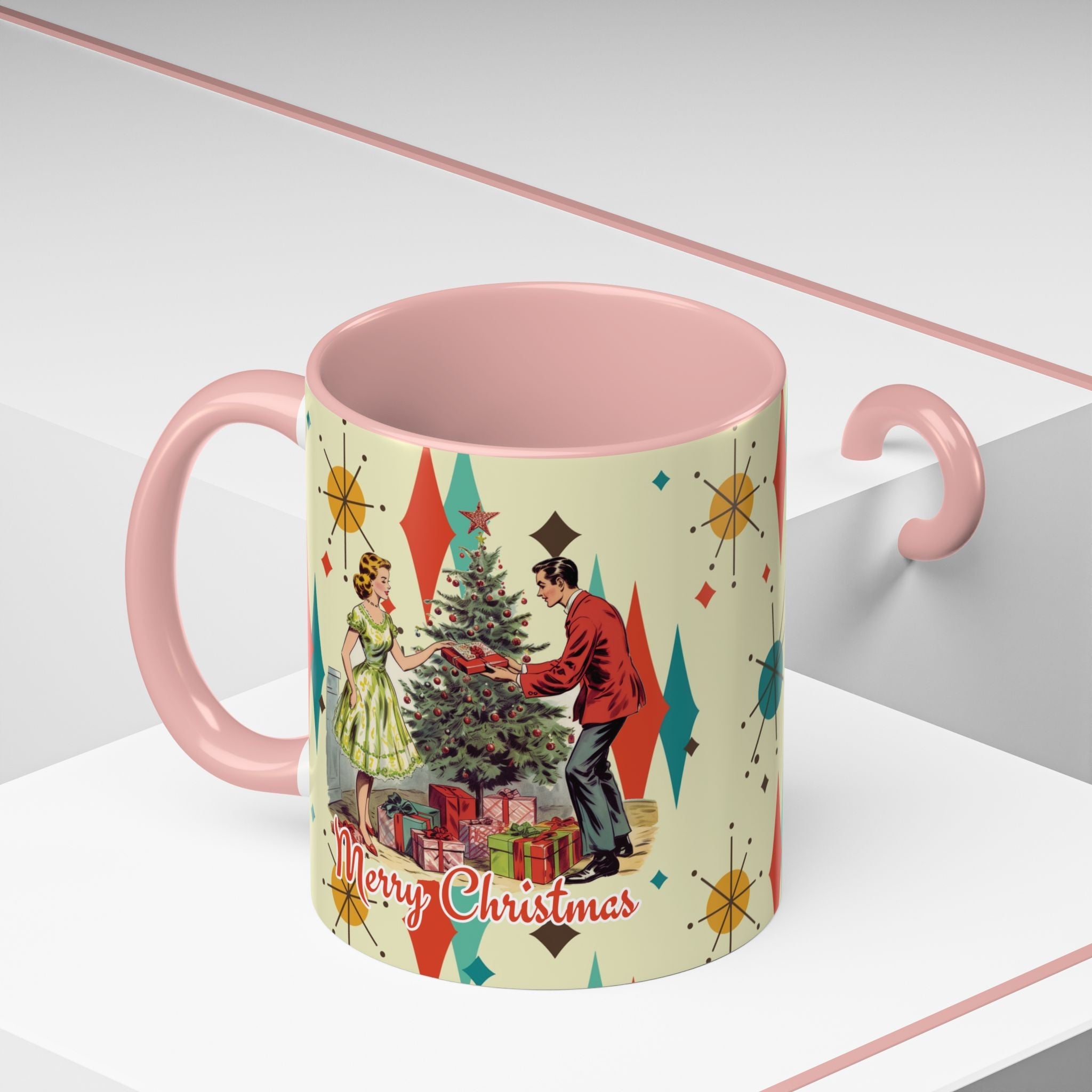 Kate McEnroe New York Retro Vintage 50s Franciscan Diamond Starburst Kitsch Christmas Card Art MugMugs78706751717938088565