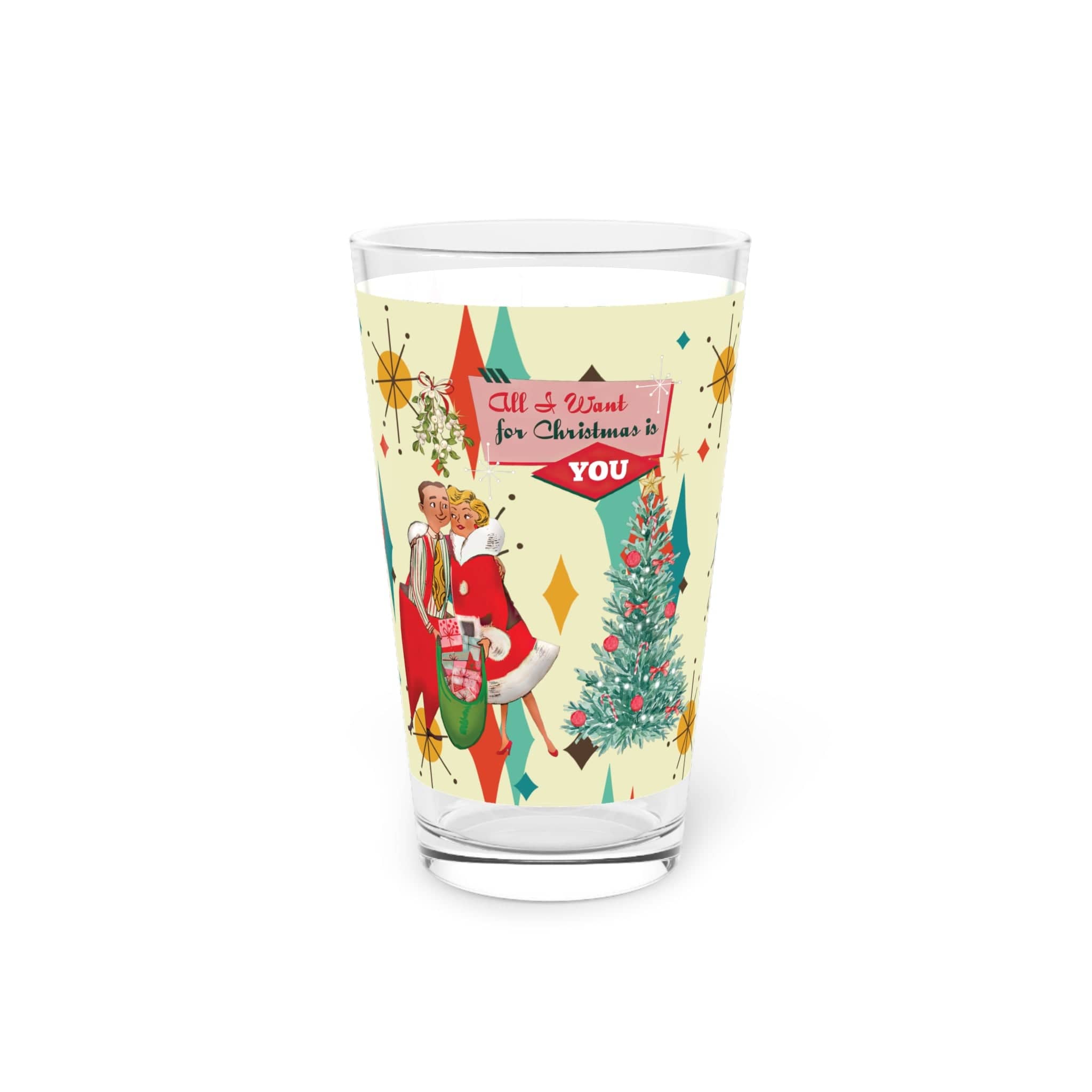 Kate McEnroe New York Retro Vintage 50s Franciscan Diamond Starburst Kitsch Christmas Card Art Pint GlassBeer Glasses25075040954339820648