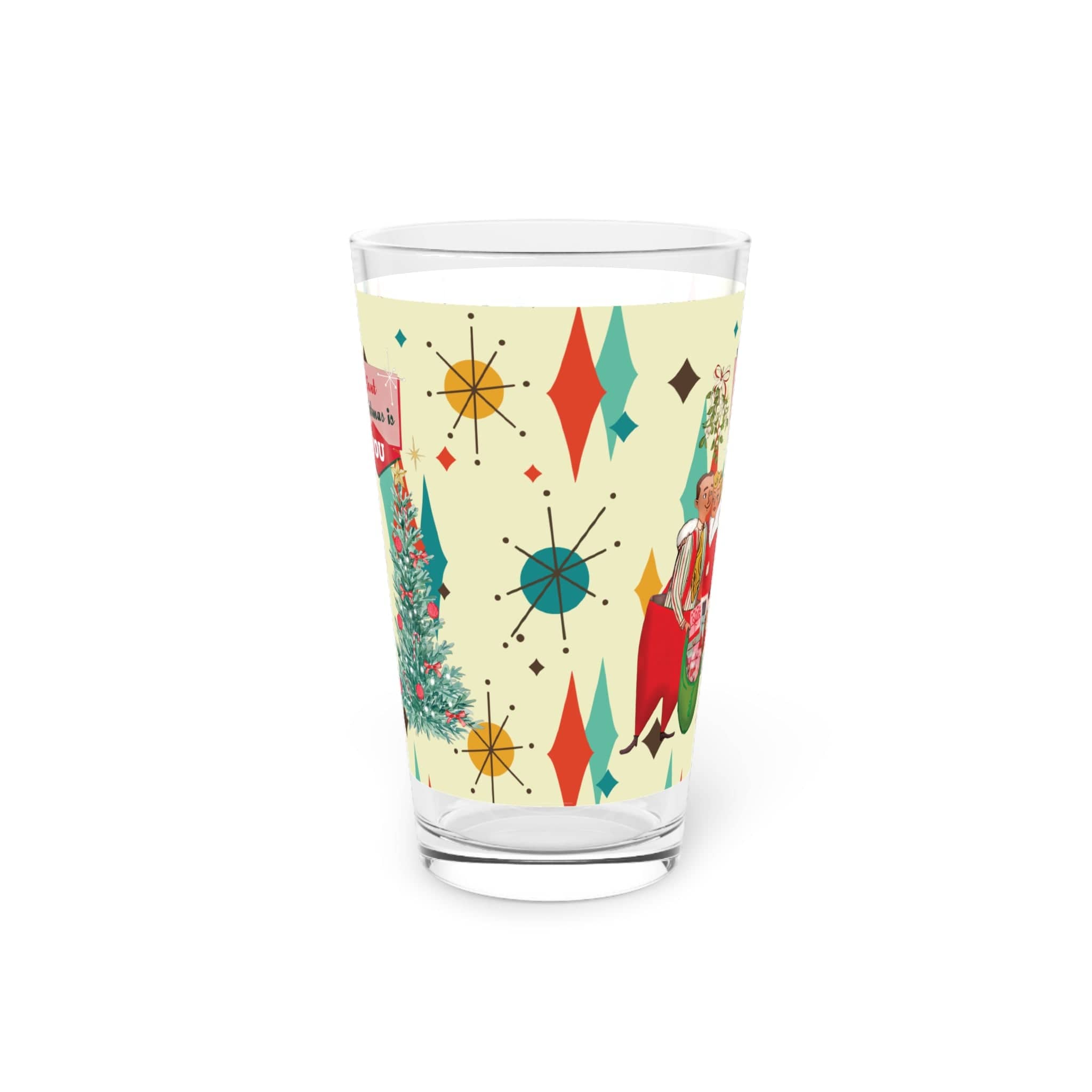Kate McEnroe New York Retro Vintage 50s Franciscan Diamond Starburst Kitsch Christmas Card Art Pint GlassBeer Glasses25075040954339820648