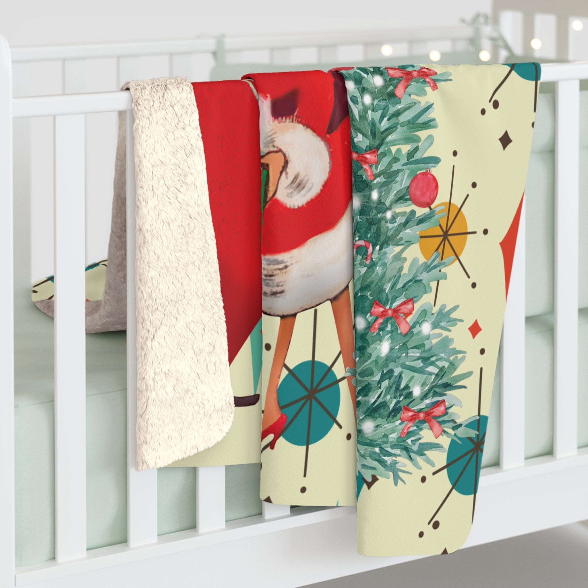 Kate McEnroe New York Retro Vintage 50s Franciscan Diamond Starburst Kitsch Christmas Card Art Sherpa Fleece BlanketBlankets17620144047541576235