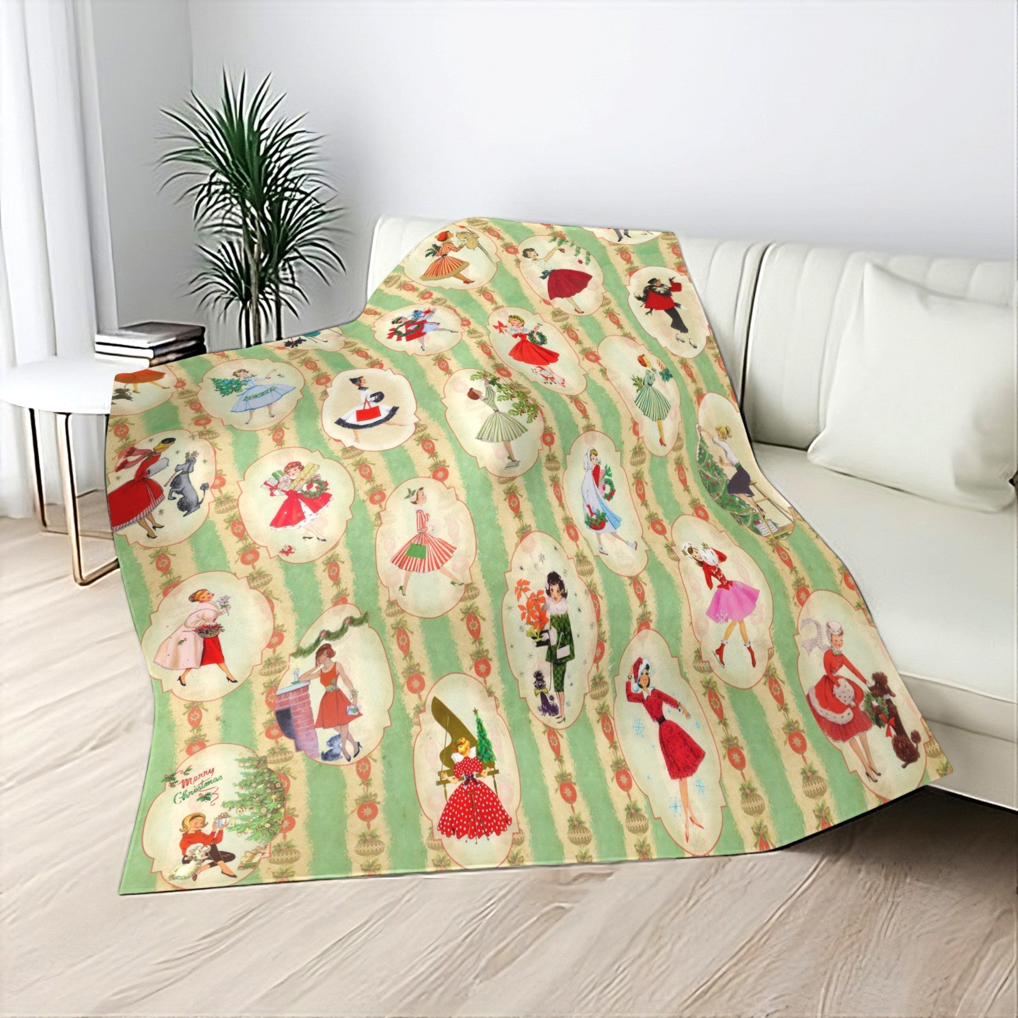 Kate McEnroe New York Retro Vintage 50s Franciscan Diamond Starburst Kitsch Christmas Sherpa Fleece Blanket by Kate McEnroe NYC, Mid Century Modern Holiday DecorBlankets29111000891373694936