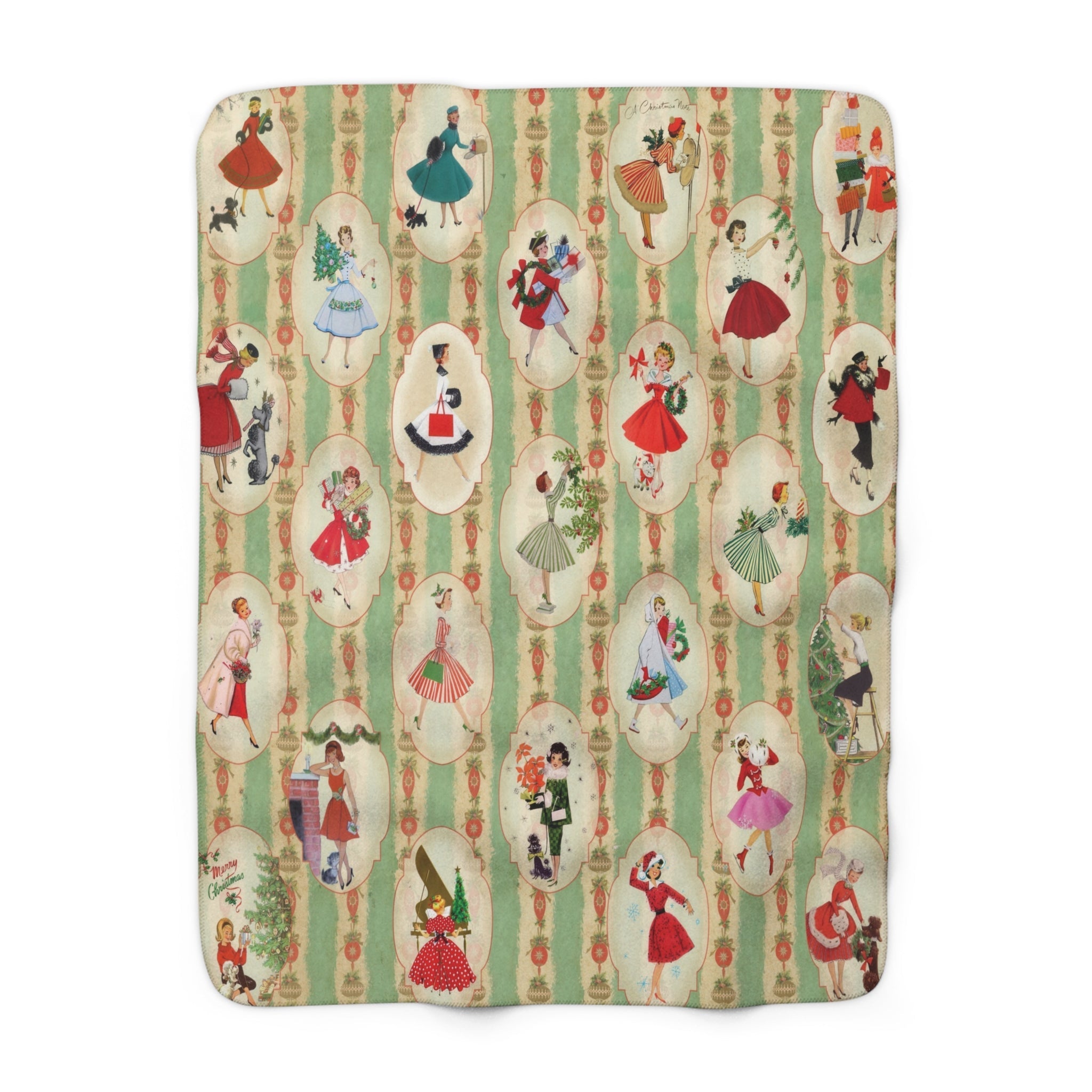 Kate McEnroe New York Retro Vintage 50s Franciscan Diamond Starburst Kitsch Christmas Sherpa Fleece Blanket by Kate McEnroe NYC, Mid Century Modern Holiday DecorBlankets29111000891373694936