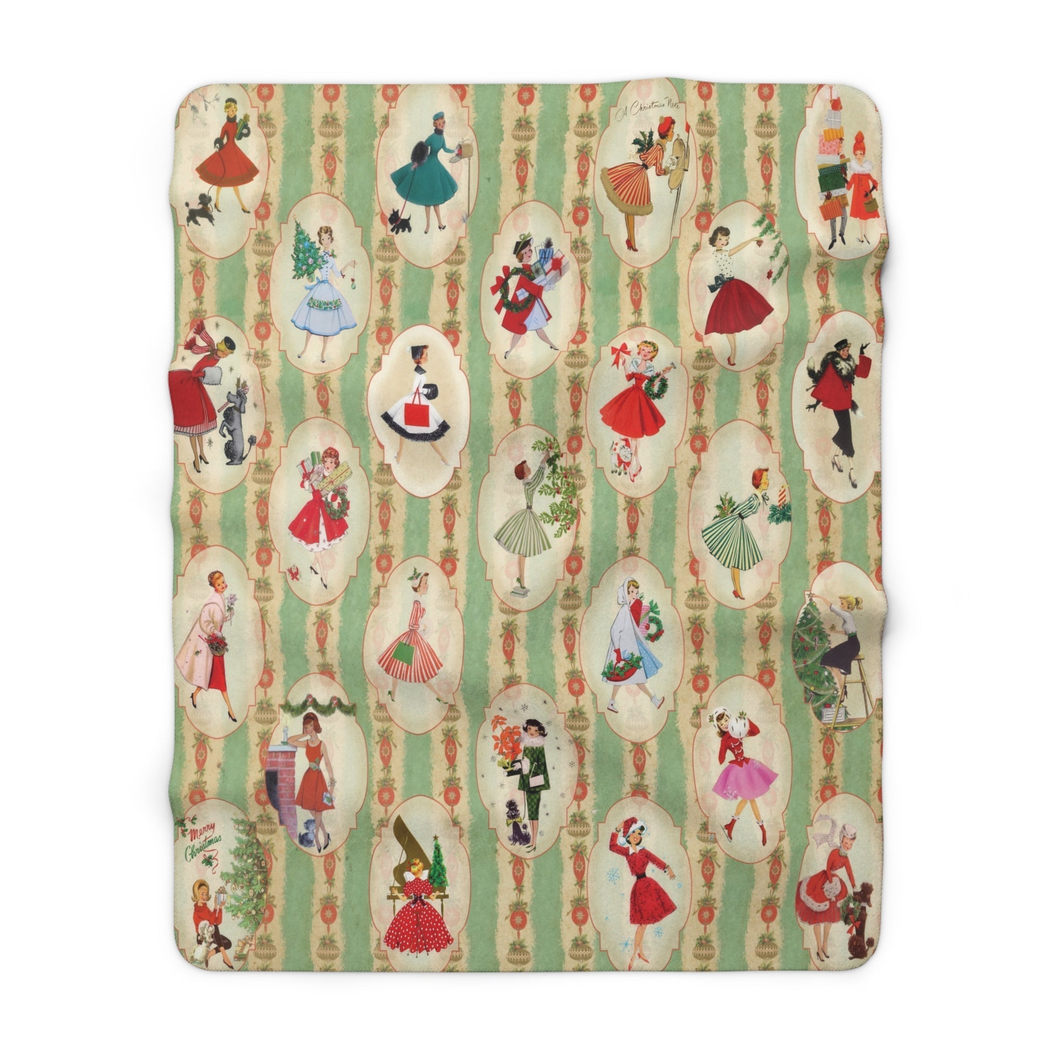 Kate McEnroe New York Retro Vintage 50s Franciscan Diamond Starburst Kitsch Christmas Sherpa Fleece Blanket by Kate McEnroe NYC, Mid Century Modern Holiday DecorBlankets11947776930912737367