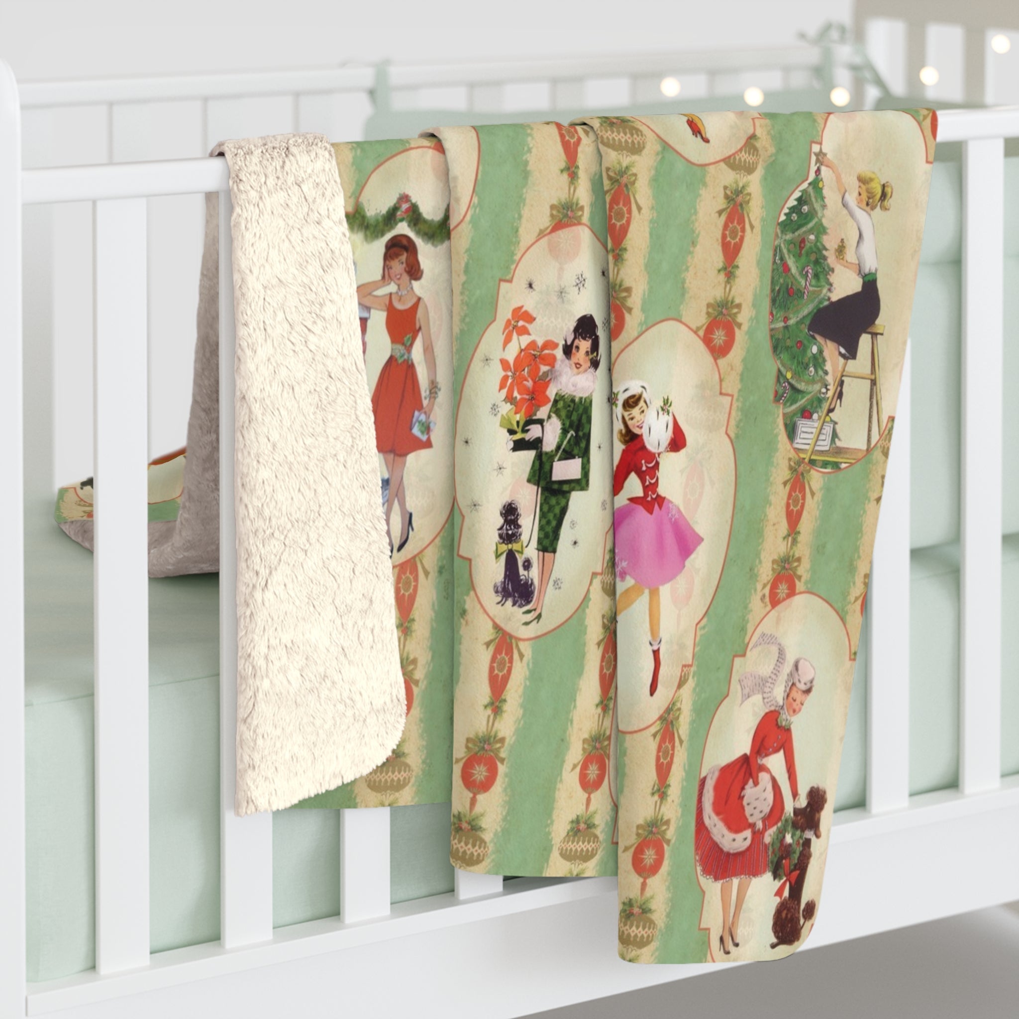 Kate McEnroe New York Retro Vintage 50s Franciscan Diamond Starburst Kitsch Christmas Sherpa Fleece Blanket by Kate McEnroe NYC, Mid Century Modern Holiday DecorBlankets29111000891373694936