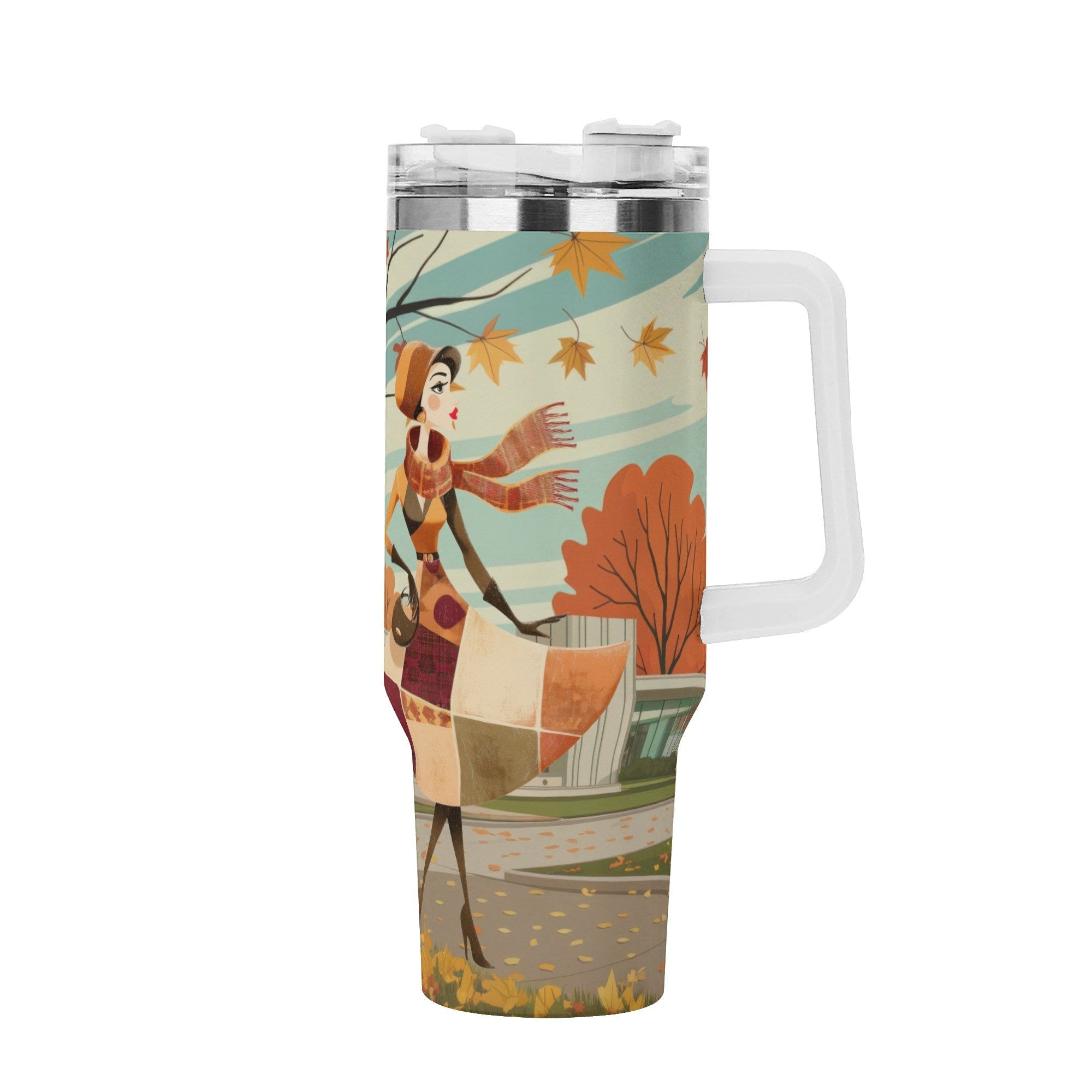 Kate McEnroe New York Retro Vintage 50s Kitsch Atomic Cat Autumn 40oz TumblerTumblersWE9KOM6W - 1