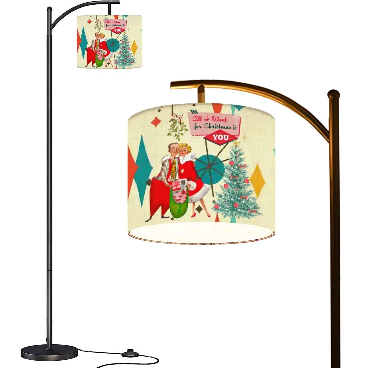 Kate McEnroe New York Retro Vintage 50s Kitsch Christmas Lampshade, Festive Holiday Decor, Mid Century Modern Drum Shade, Vintage Holiday LightingLamp ShadesTNcjS0b5dO