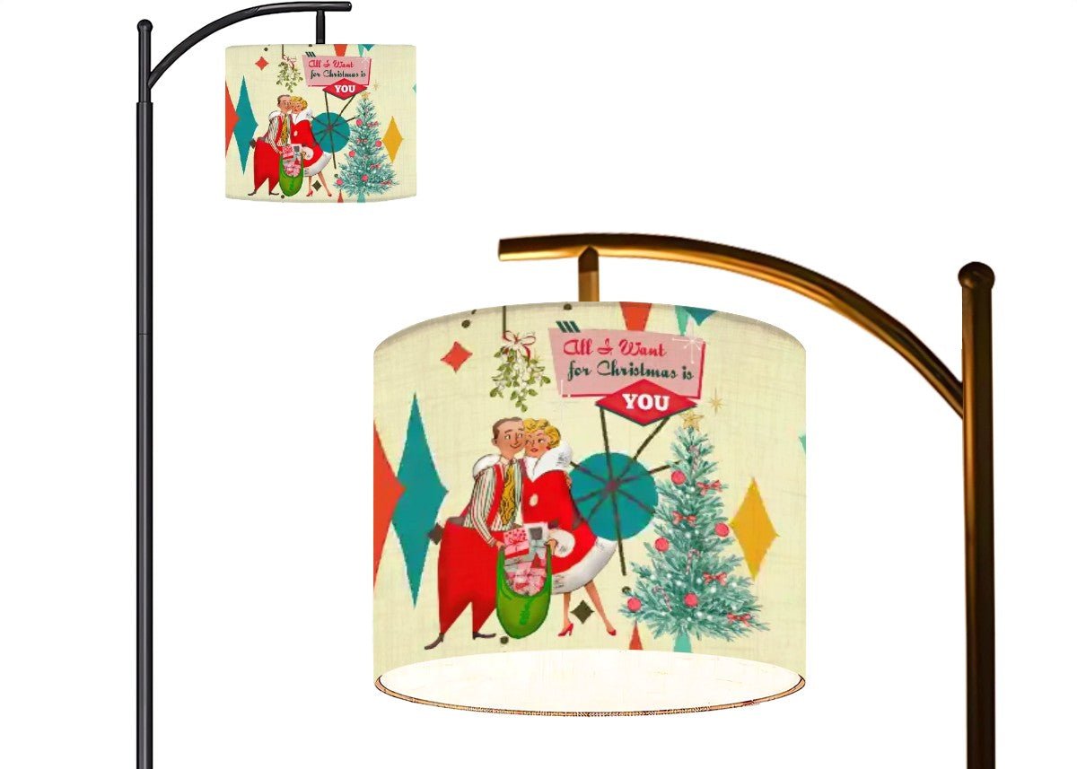 Kate McEnroe New York Retro Vintage 50s Kitsch Christmas Lampshade, Festive Holiday Decor, Mid Century Modern Drum Shade, Vintage Holiday LightingLamp ShadesTNcjS0b5dO