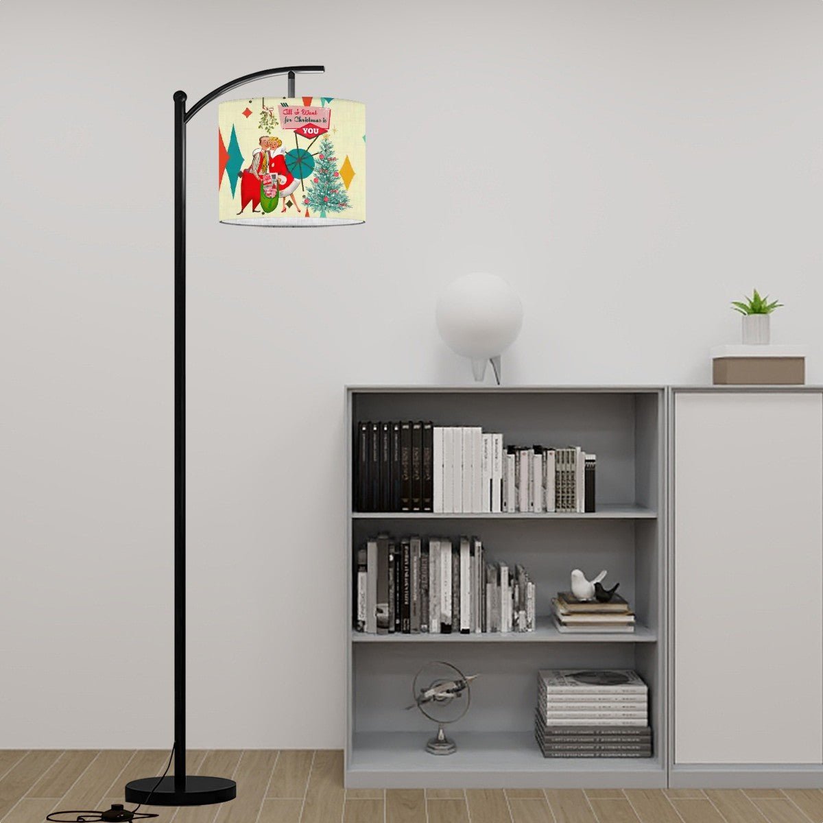 Kate McEnroe New York Retro Vintage 50s Kitsch Christmas Lampshade, Festive Holiday Decor, Mid Century Modern Drum Shade, Vintage Holiday LightingLamp ShadesTNcjS0b5dO