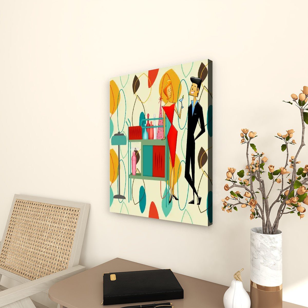 Kate McEnroe New York Retro Vintage 50s Kitsch Cocktail Bar Canvas Art, Mid Century Modern Lounge Wall DecorCanvas Wall ArtIf5q7e4cZs