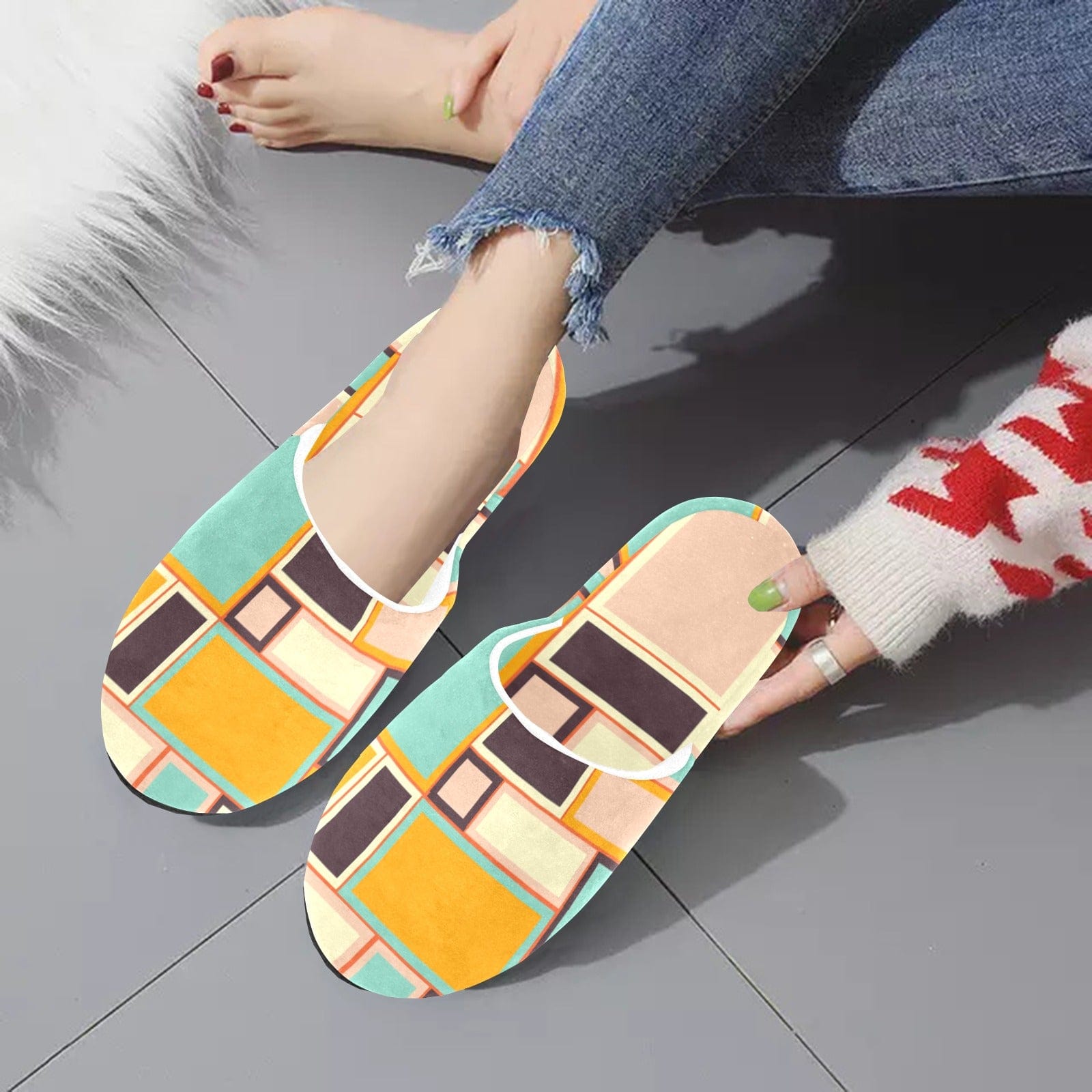 Kate McEnroe New York Retro Vintage 70s Mid Mod Psychedelic Bedroom Slippers - 181623SlippersD2855547