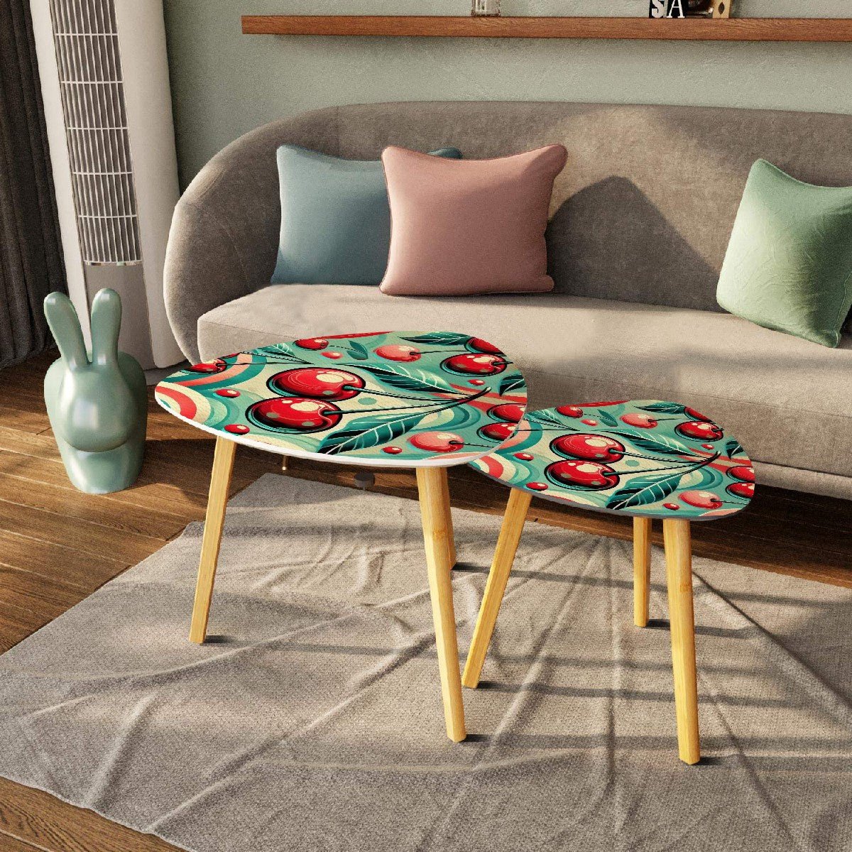 Kate McEnroe New York Retro Vintage Cherry Nesting Tables, Mid Century Modern 50s Kitsch Side TablesNesting TablesLlPrqkXBNS