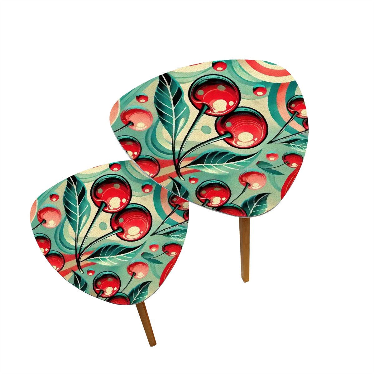 Kate McEnroe New York Retro Vintage Cherry Nesting Tables, Mid Century Modern 50s Kitsch Side TablesNesting TablesLlPrqkXBNS