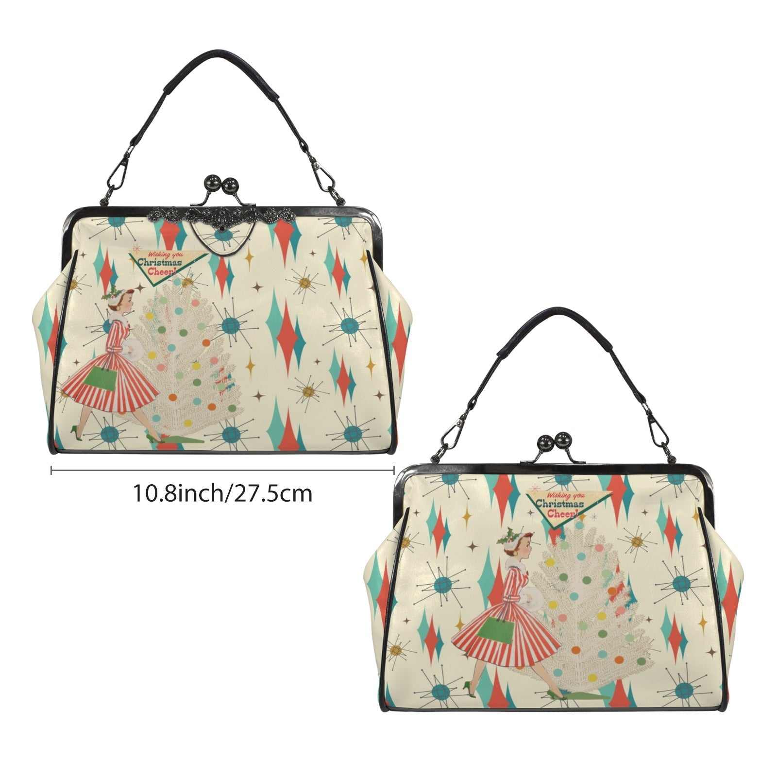 Kate McEnroe New York Retro Vintage Christmas Cheer Mid Century Starburst Kisslock PurseCrossbody BagsD3266992