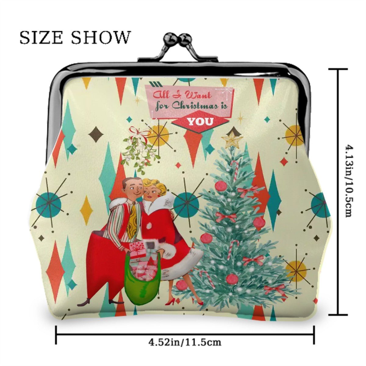 Kate McEnroe New York Retro Vintage Christmas Kisslock Coin Purse, Mid Century Modern Franciscan Starburst Holiday WalletCoin PursesijaTaUQntp