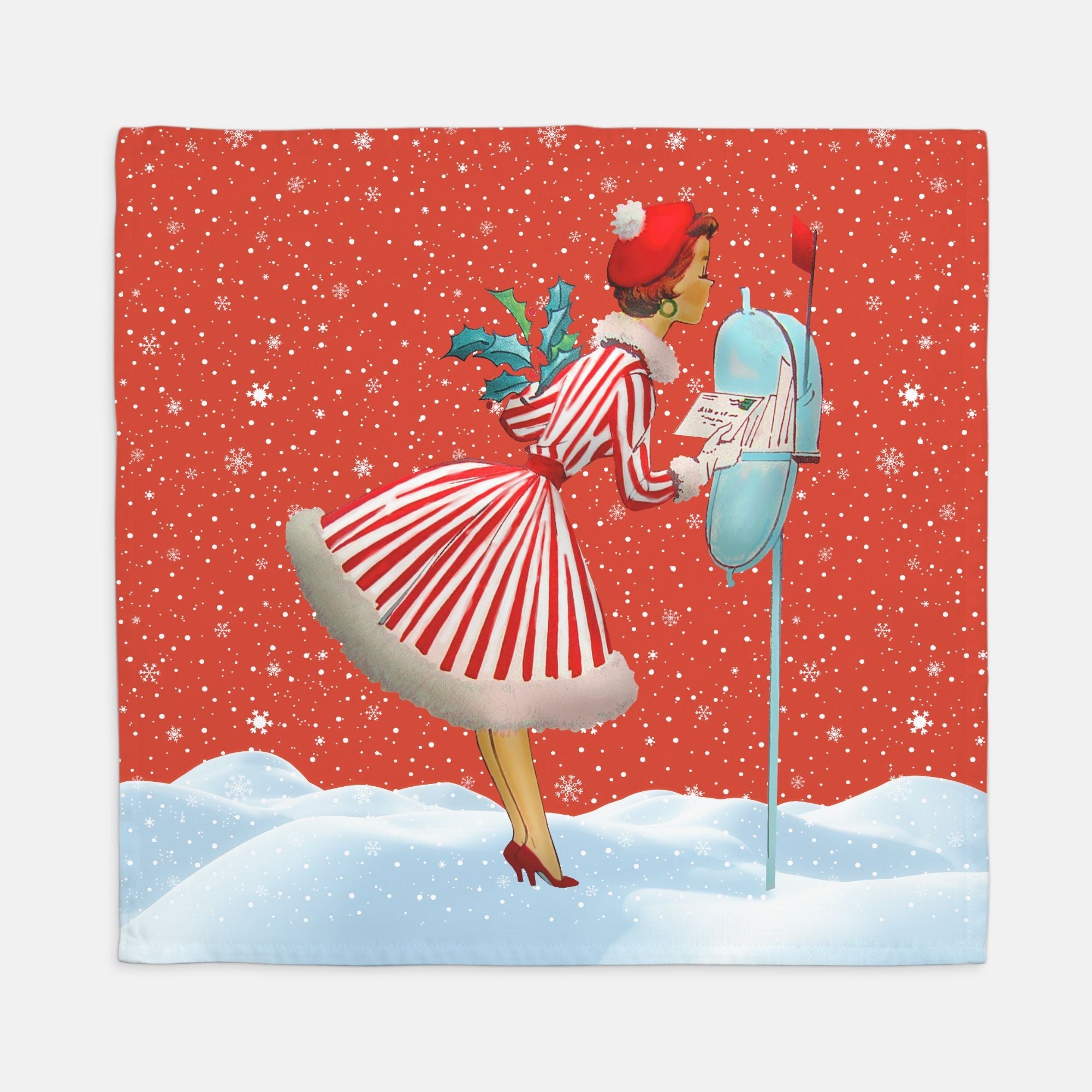 Kate McEnroe New York Retro Vintage Christmas Napkins Set of 4, Mid Century Modern Winter Holiday Table Decor, 50s Festive Dining AccentNapkinsPMK08.1265605