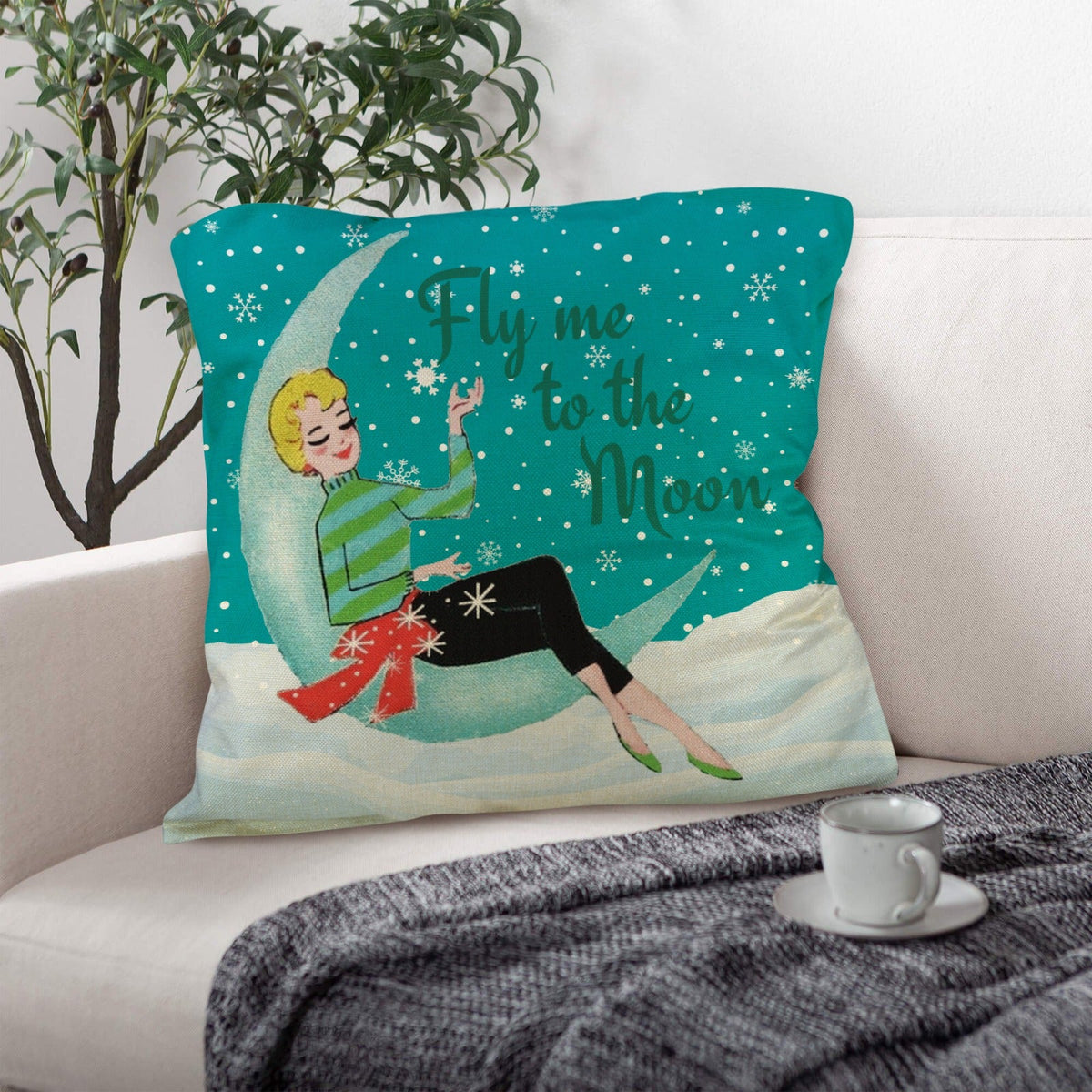 Kate McEnroe New York Retro Vintage Christmas Throw Pillow Covers Set of 4 Mid Century Modern Kitsch AccentThrow Pillow CoversD3246390