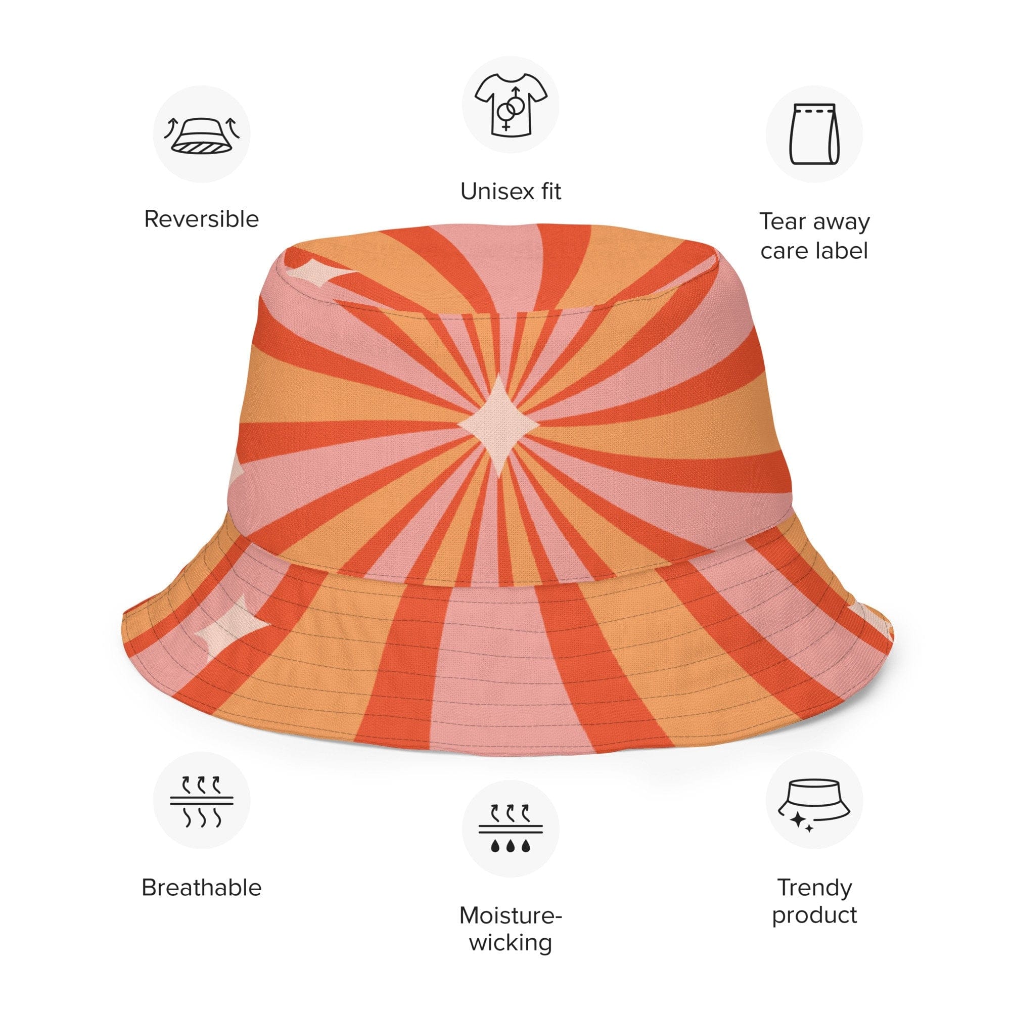 Kate McEnroe New York Retro Vintage Groovy Hippie Swirl Reversible Bucket HatHats63C76A17F2C4B_16360