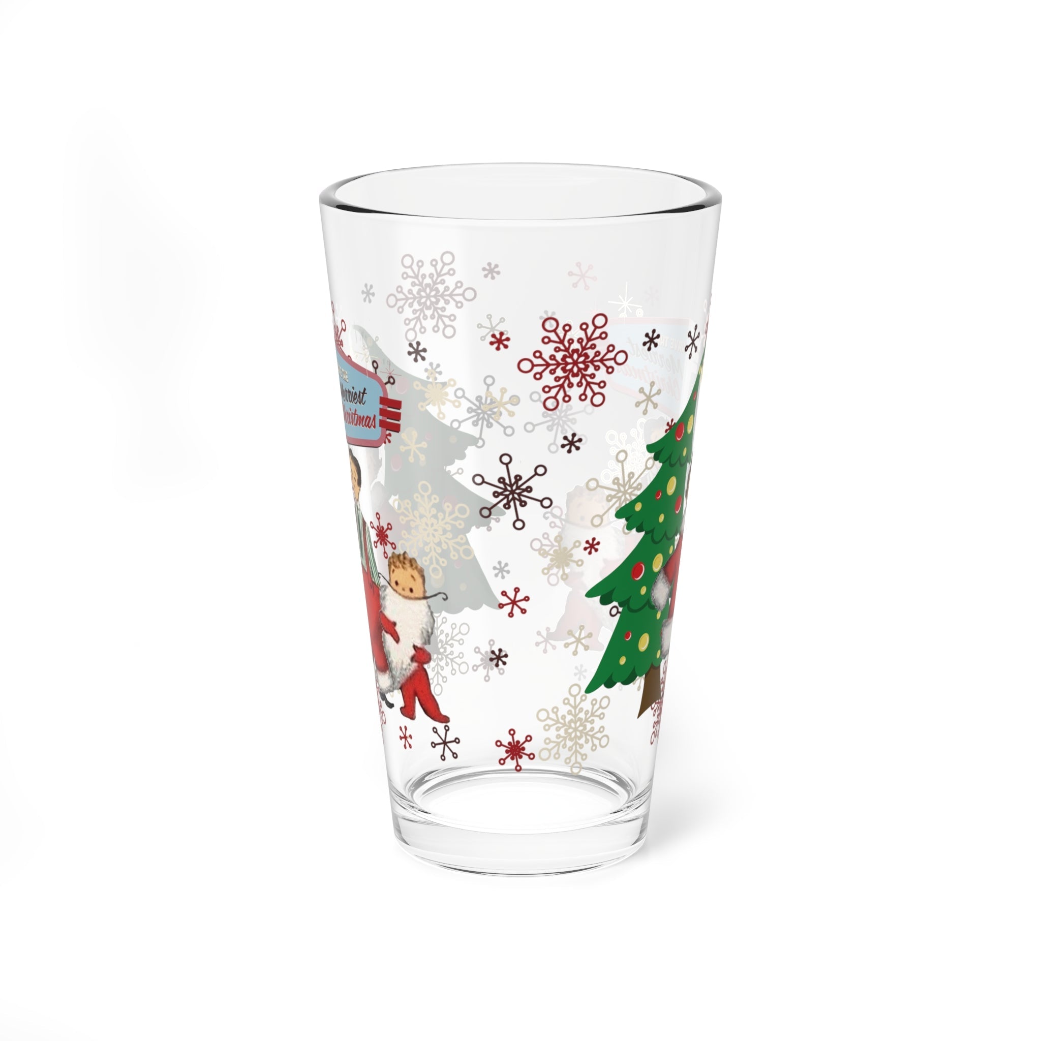 Kate McEnroe New York Retro Vintage Kitsch 50s Christmas Family Pint Glass, Mid Century Modern Holiday DrinkwarePint Glasses26647592722351753201
