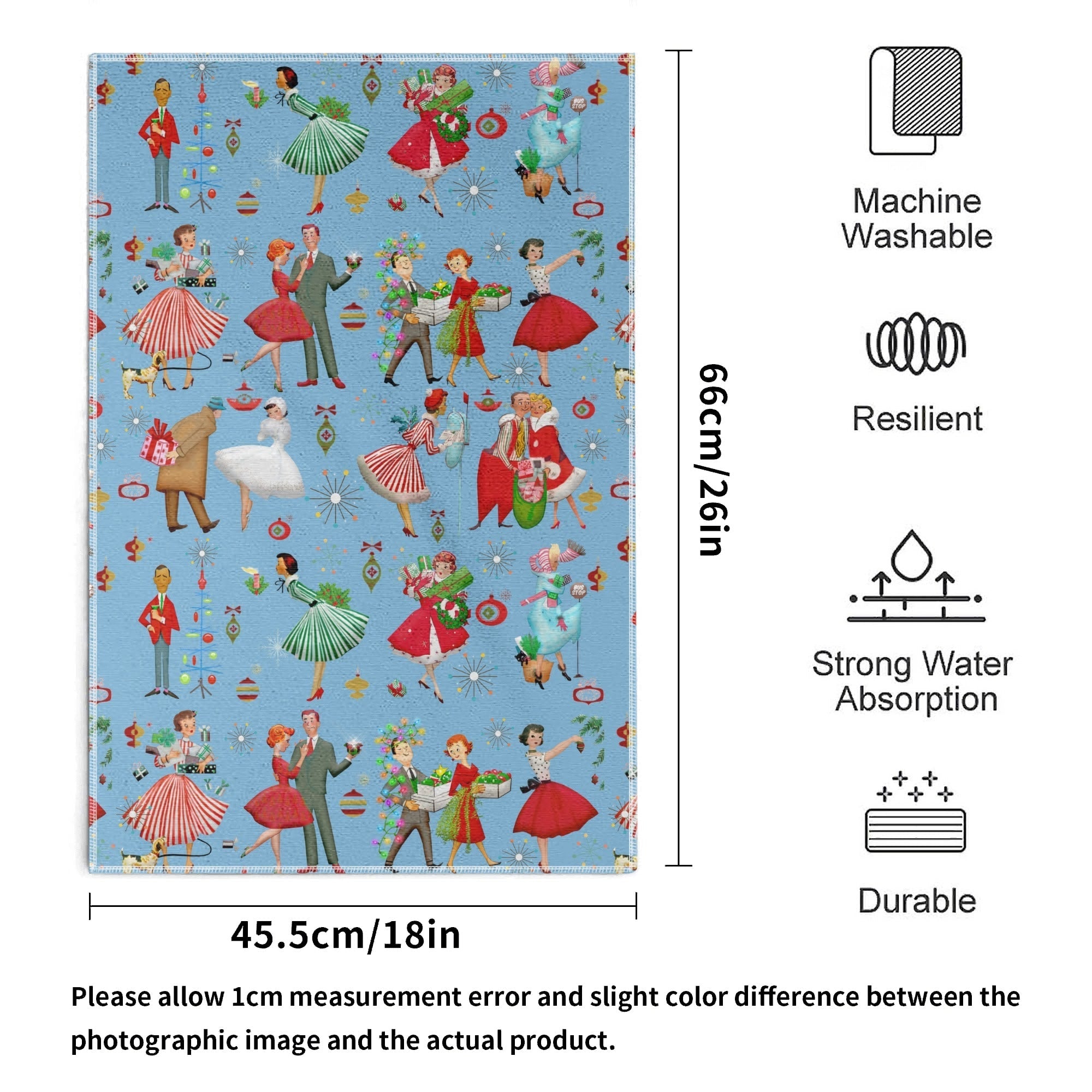 Kate McEnroe New York Retro Vintage Kitsch Christmas Hand Towels, Mid Century Modern Holiday Bath Kitchen TowelsHand TowelsW8M7737W - 1
