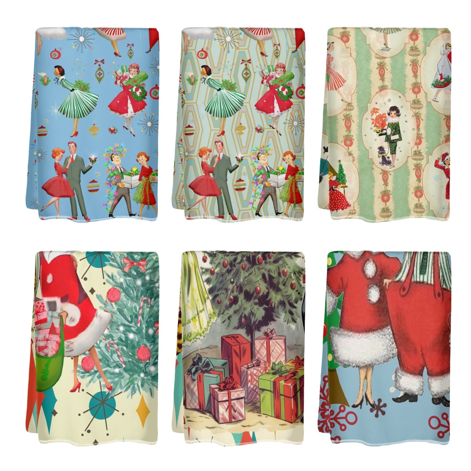 Kate McEnroe New York Retro Vintage Kitsch Christmas Hand Towels, Mid Century Modern Holiday Bath Kitchen TowelsHand TowelsW8M7737W - 1