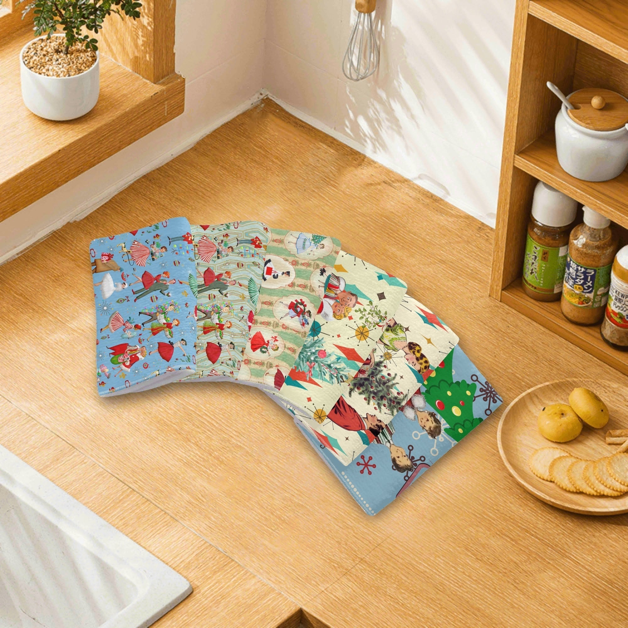 Kate McEnroe New York Retro Vintage Kitsch Christmas Hand Towels, Mid Century Modern Holiday Bath Kitchen TowelsHand TowelsW8M7737W - 1