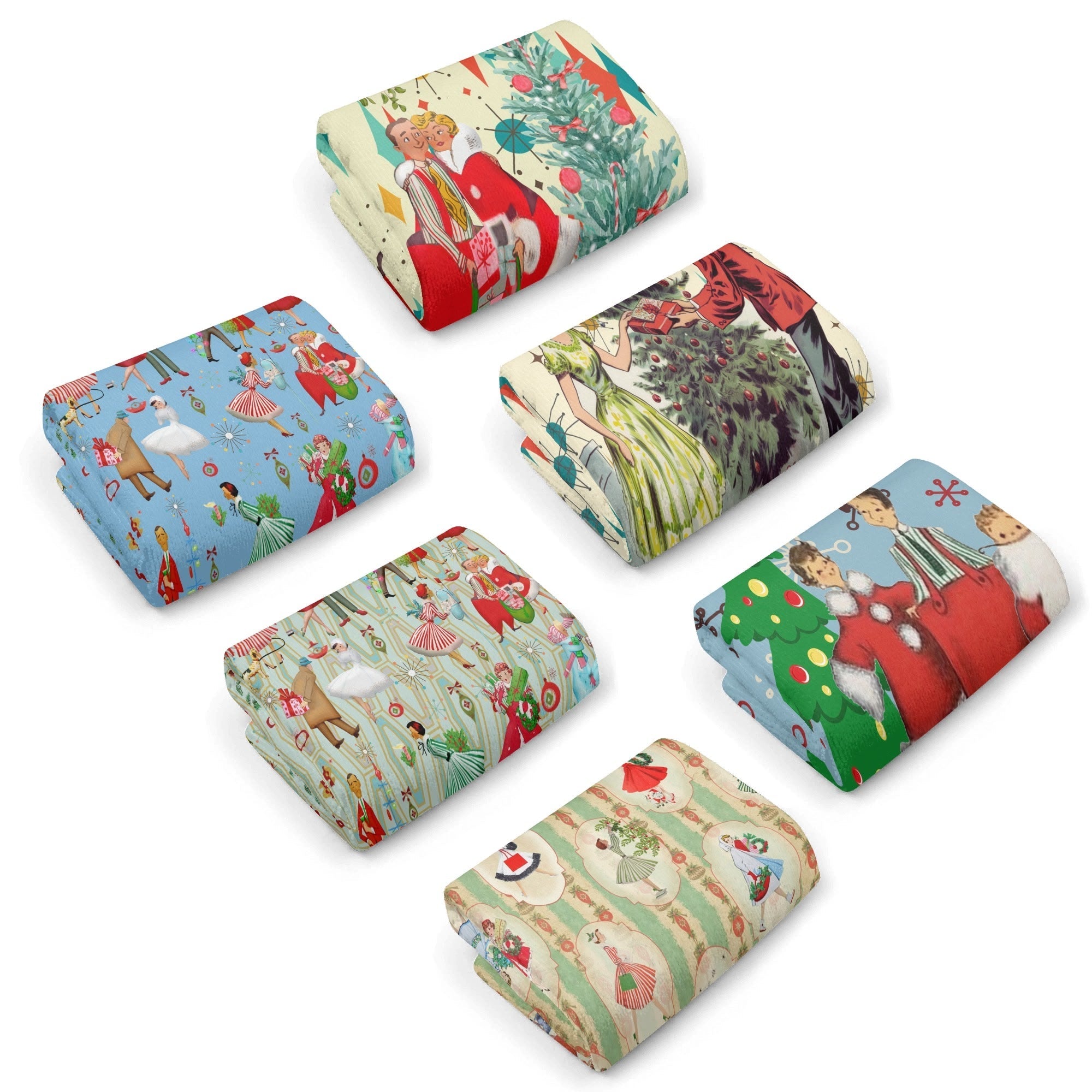 Kate McEnroe New York Retro Vintage Kitsch Christmas Hand Towels, Mid Century Modern Holiday Bath Kitchen TowelsHand TowelsW8M7737W - 1