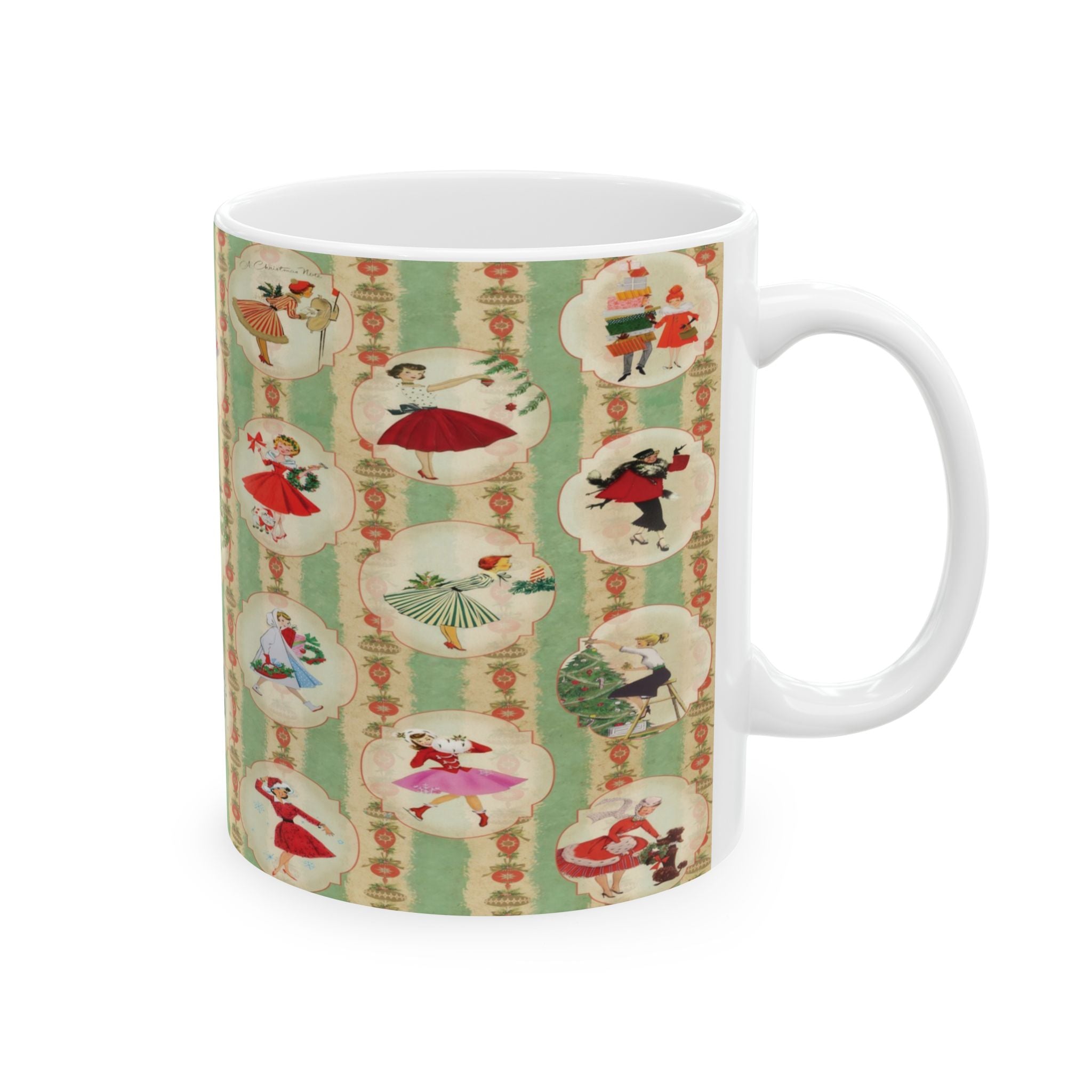 Kate McEnroe New York Retro Vintage Kitsch Christmas MCM Mug, 1950s Vintage Holiday Coffee Cup, Mid Century Modern Christmas Gift, Atomic Holiday DrinkwareMugs13325602524004032402