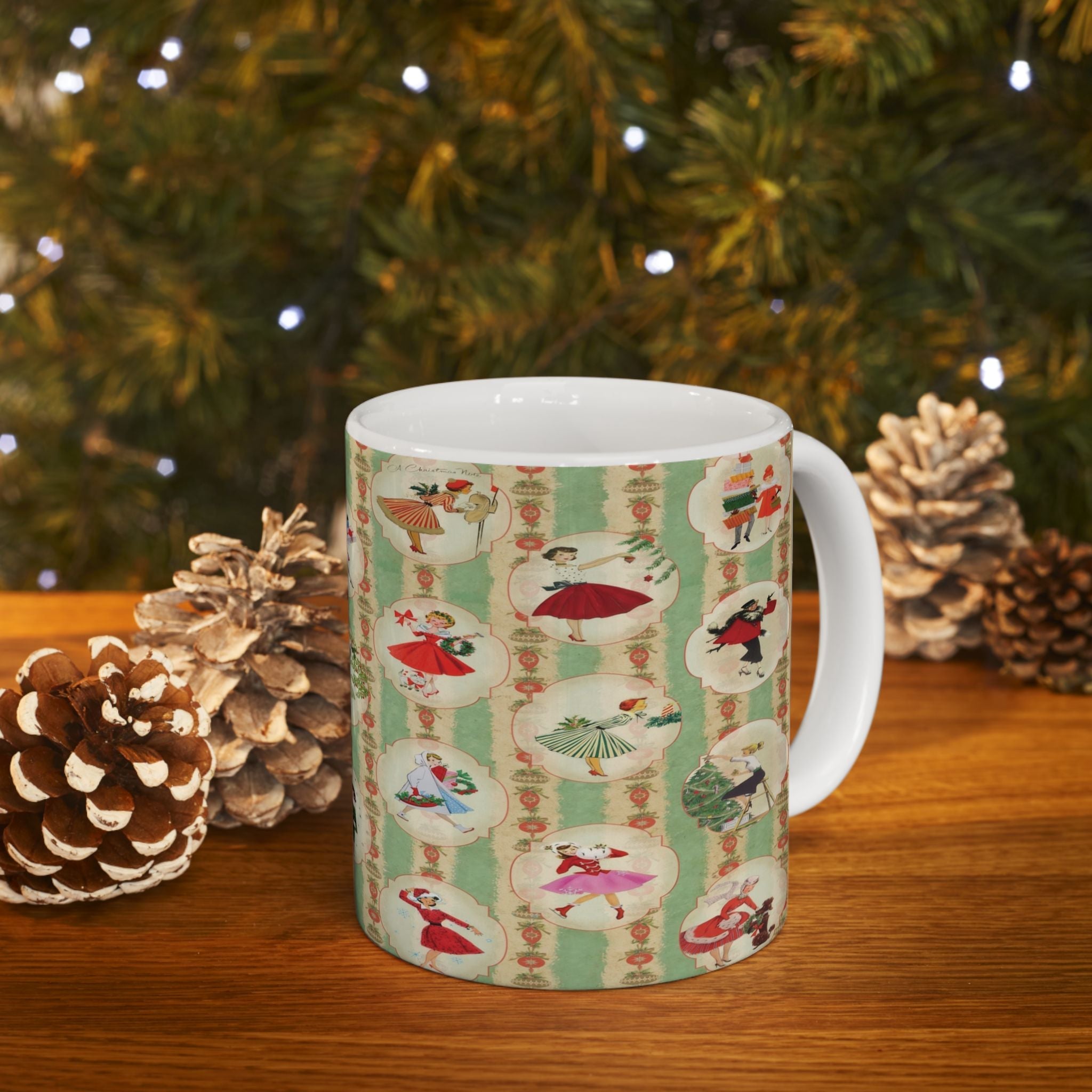 Kate McEnroe New York Retro Vintage Kitsch Christmas MCM Mug, 1950s Vintage Holiday Coffee Cup, Mid Century Modern Christmas Gift, Atomic Holiday DrinkwareMugs13325602524004032402