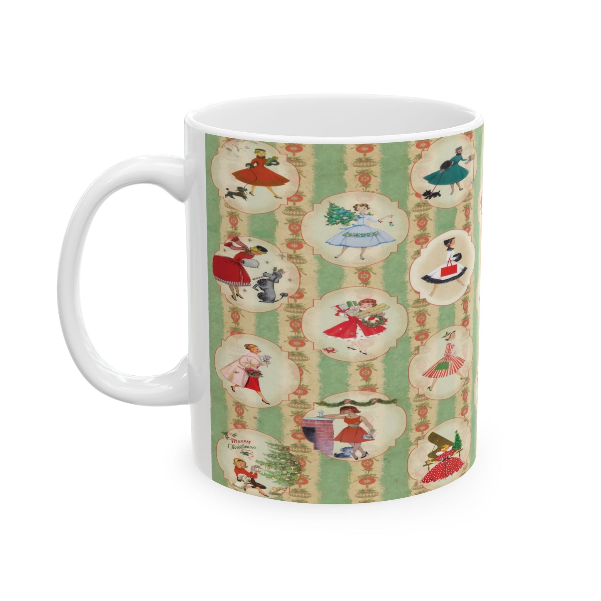 Kate McEnroe New York Retro Vintage Kitsch Christmas MCM Mug, 1950s Vintage Holiday Coffee Cup, Mid Century Modern Christmas Gift, Atomic Holiday DrinkwareMugs13325602524004032402