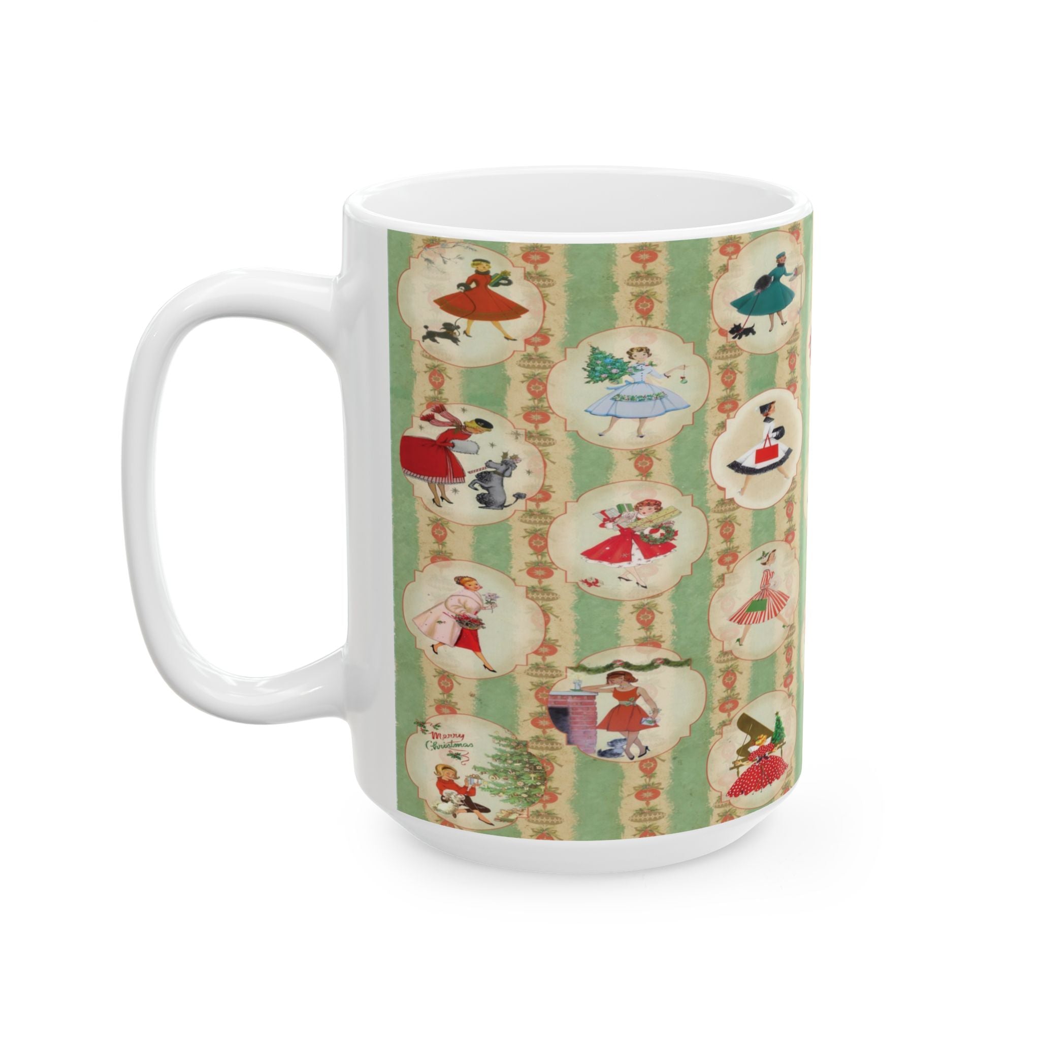 Kate McEnroe New York Retro Vintage Kitsch Christmas MCM Mug, 1950s Vintage Holiday Coffee Cup, Mid Century Modern Christmas Gift, Atomic Holiday DrinkwareMugs13325602524004032402