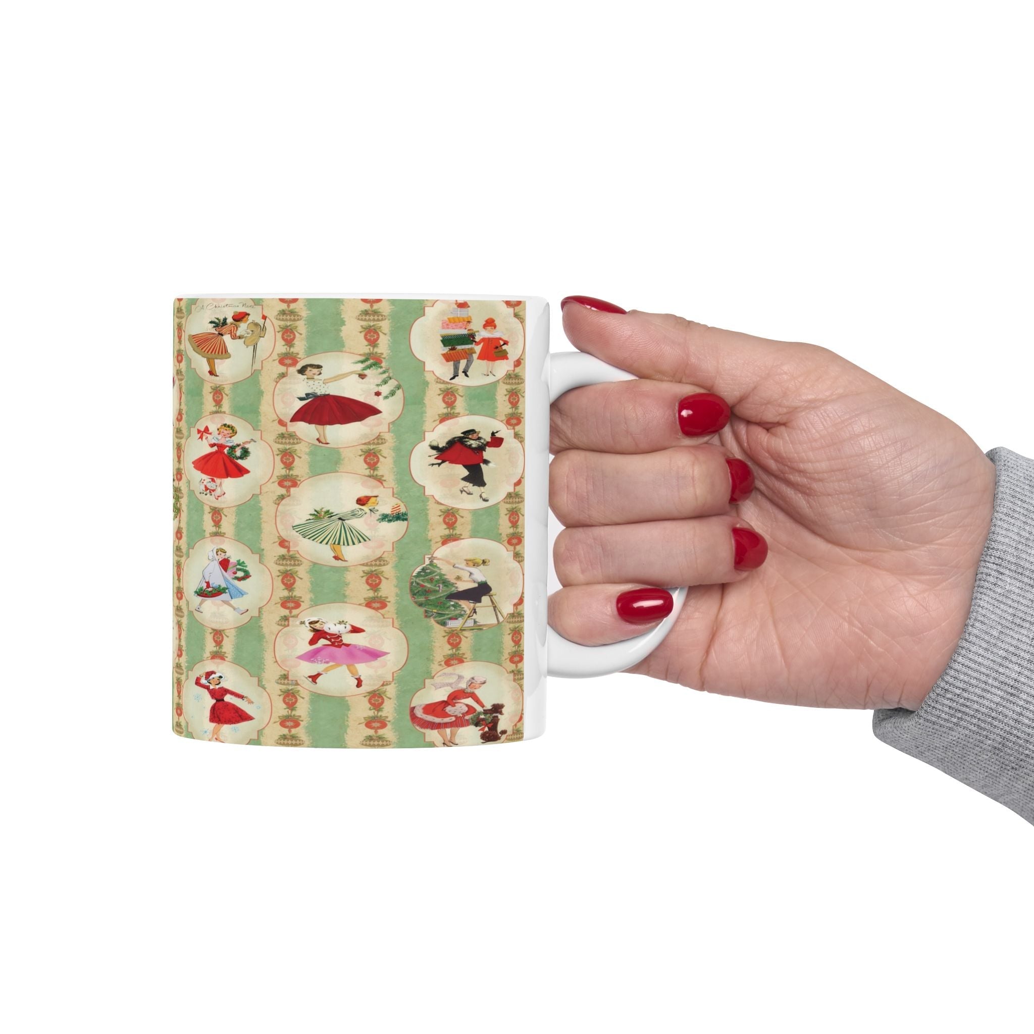 Kate McEnroe New York Retro Vintage Kitsch Christmas MCM Mug, 1950s Vintage Holiday Coffee Cup, Mid Century Modern Christmas Gift, Atomic Holiday DrinkwareMugs15286552706014581190