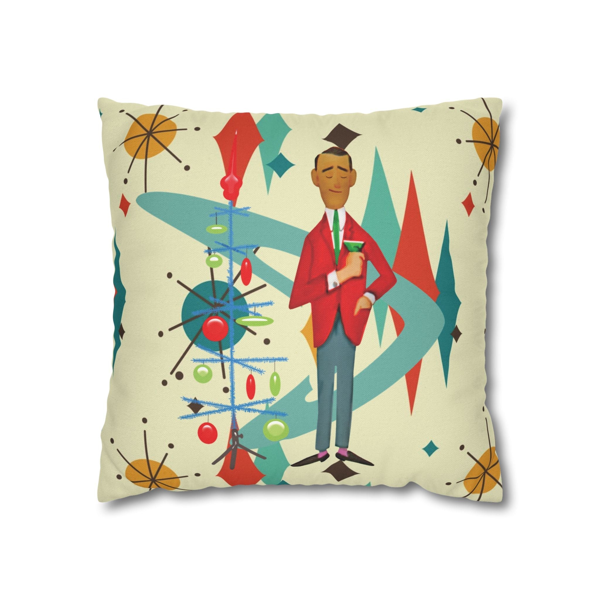 Kate McEnroe New York Retro Vintage Kitsch MCM Christmas Holiday Pillow CoverThrow Pillow Covers27642136509449714707