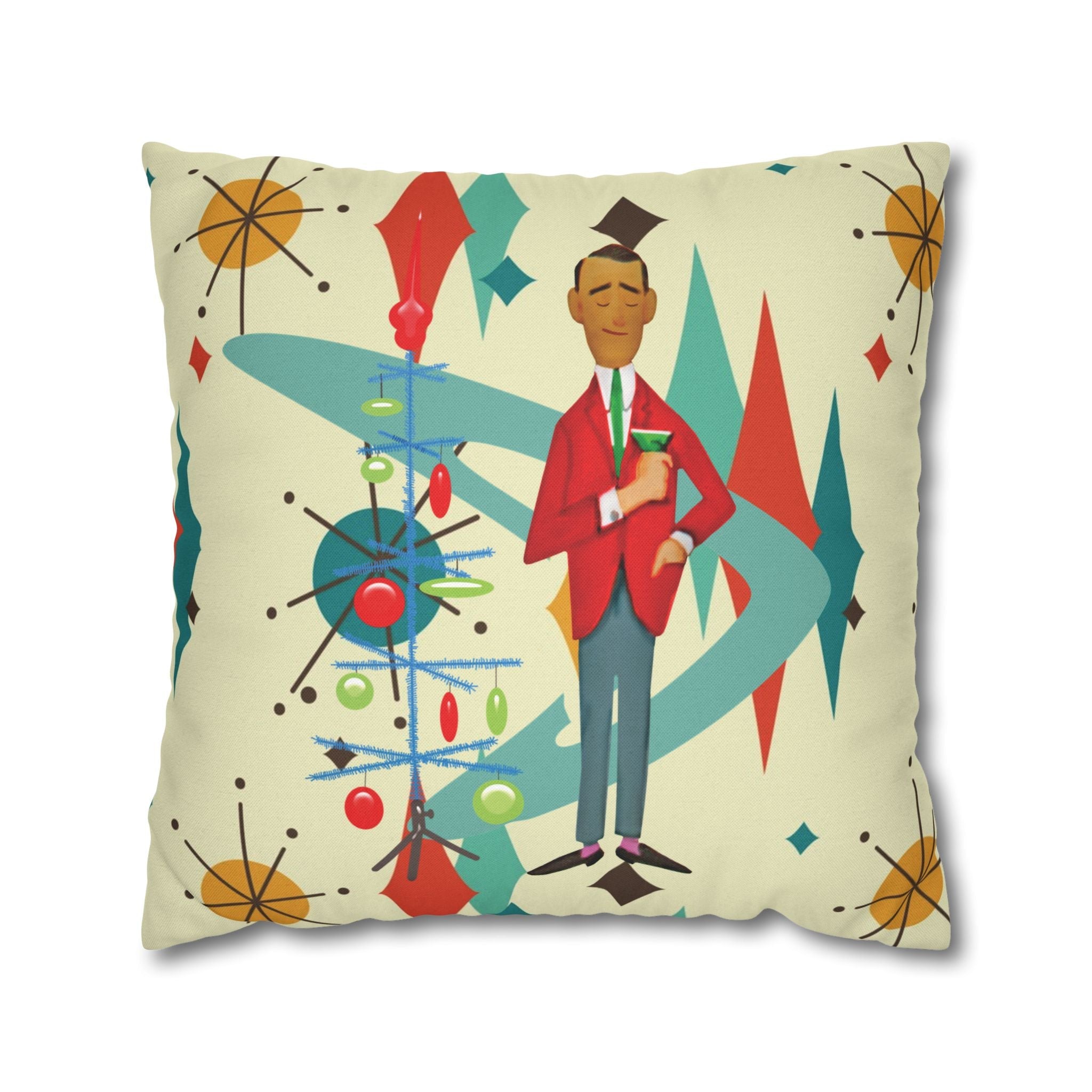 Kate McEnroe New York Retro Vintage Kitsch MCM Christmas Holiday Pillow CoverThrow Pillow Covers31954214882684127652