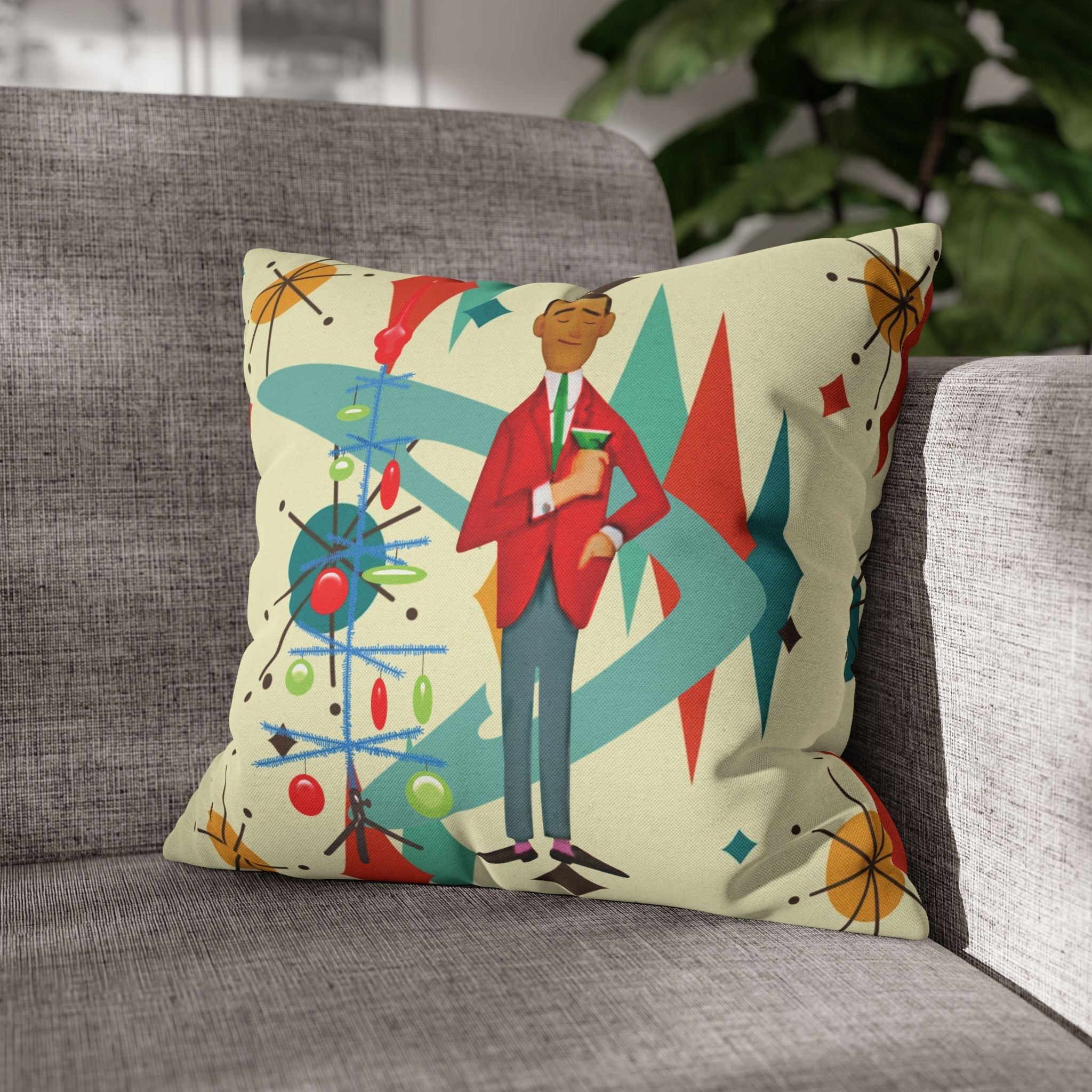 Kate McEnroe New York Retro Vintage Kitsch MCM Christmas Holiday Pillow CoverThrow Pillow Covers31954214882684127652