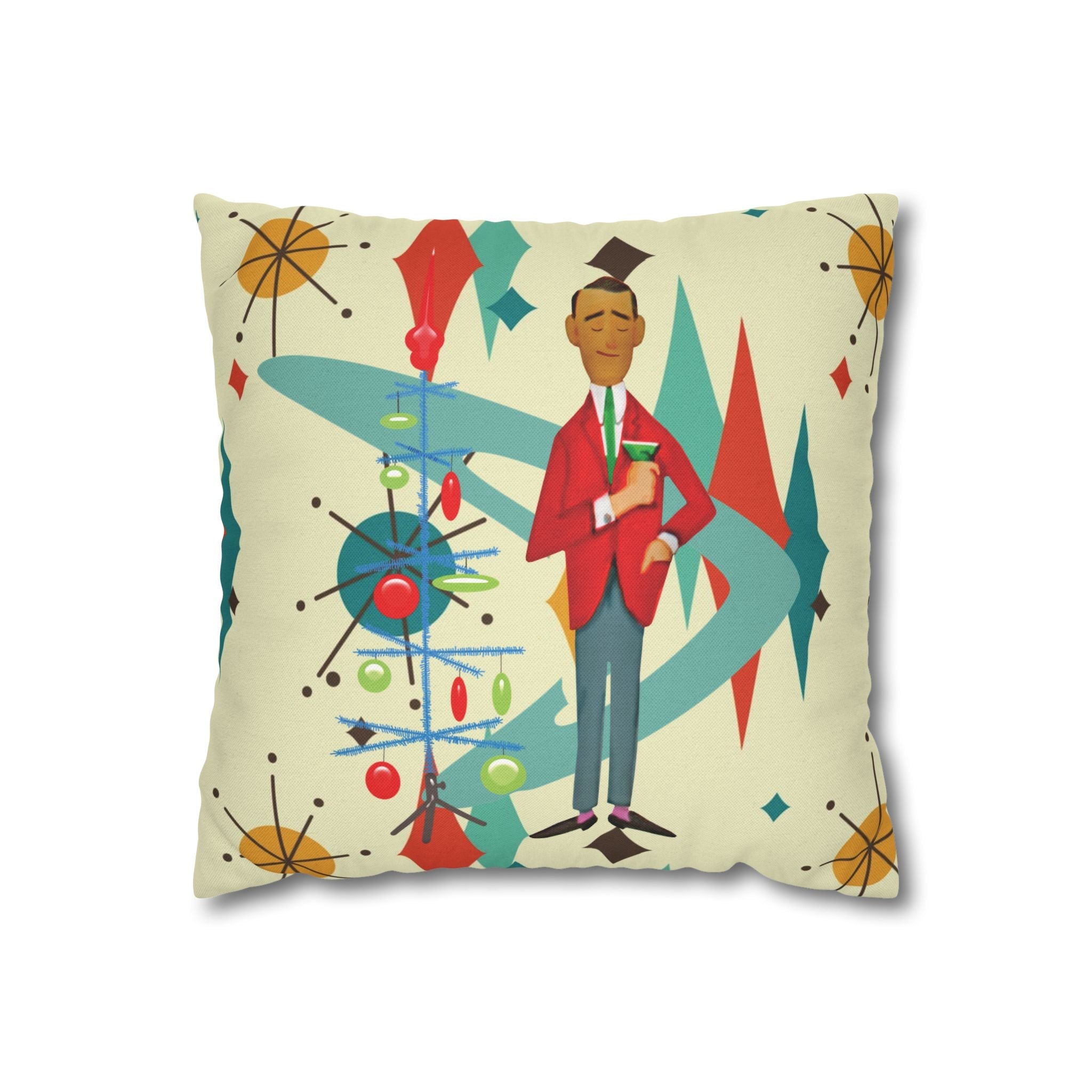 Kate McEnroe New York Retro Vintage Kitsch MCM Christmas Holiday Pillow CoverThrow Pillow Covers33742487859723192176