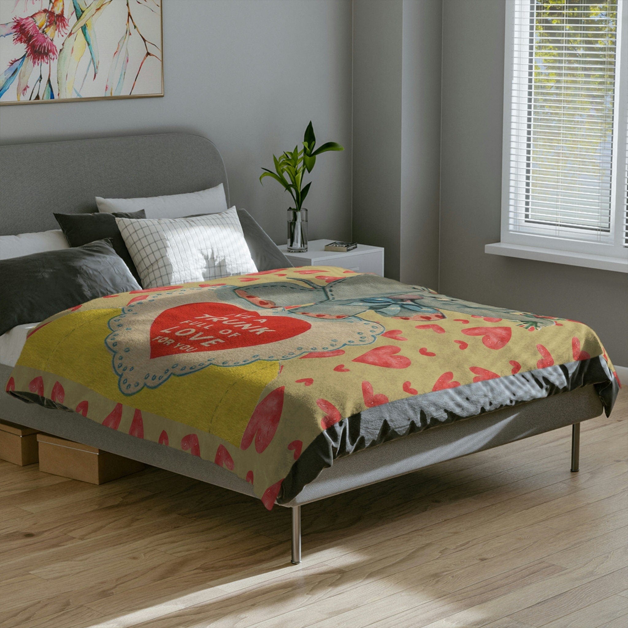 Kate McEnroe New York Retro Vintage Kitschy Elephant Valentine Throw BlanketBlankets30495287803151496784