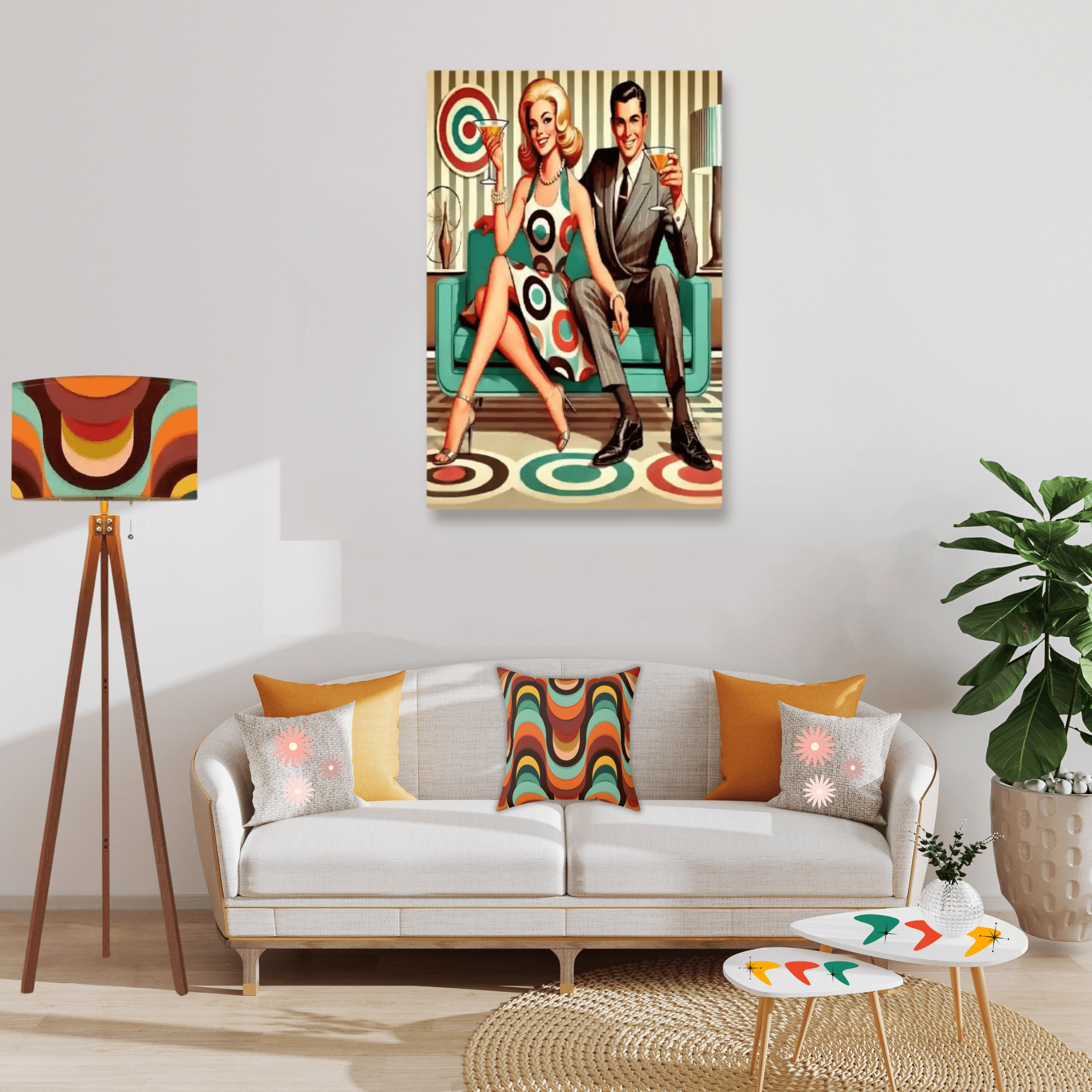 Kate McEnroe New York Retro Vintage Mod 60s Cocktail Canvas Wall Art, Mid Century Modern Cocktail Lounge VibesCanvas Wall ArtQNU9biGcgC