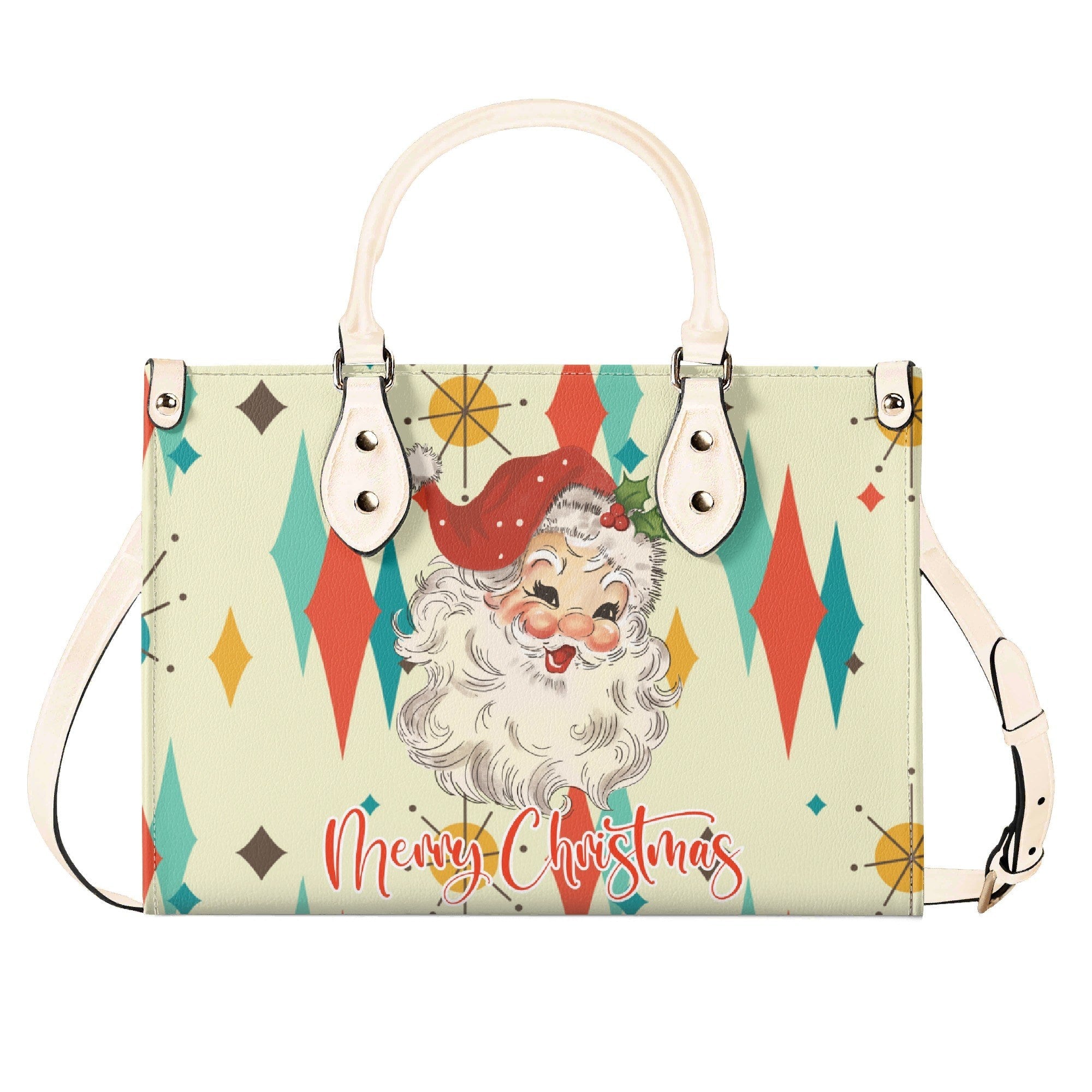 Kate McEnroe New York Retro Vintage Santa Franciscan Diamond Starburst Christmas HandbagHandbagsYP6DK4GN-1