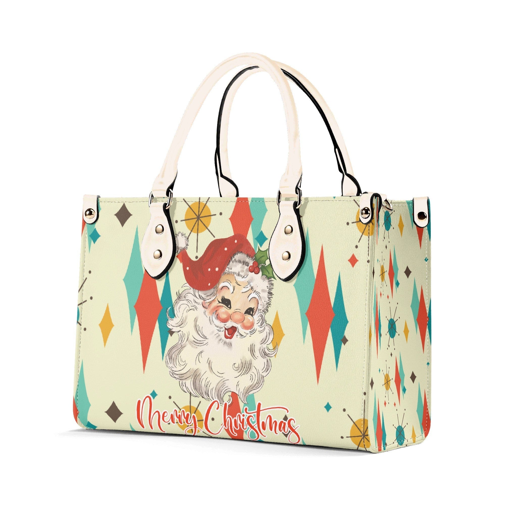Kate McEnroe New York Retro Vintage Santa Franciscan Diamond Starburst Christmas HandbagHandbagsYP6DK4GN-1
