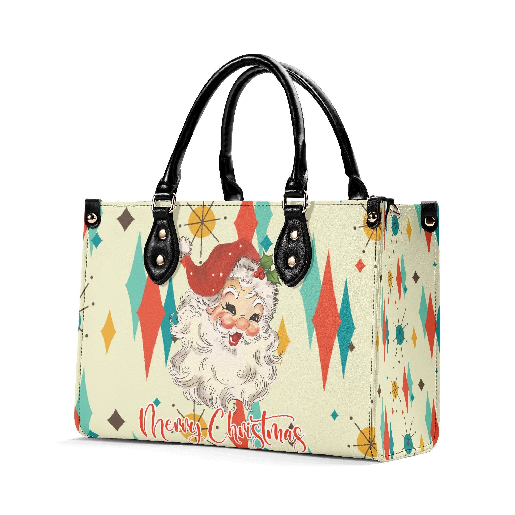 Kate McEnroe New York Retro Vintage Santa Franciscan Diamond Starburst Christmas HandbagHandbagsYP6DK4GN-1